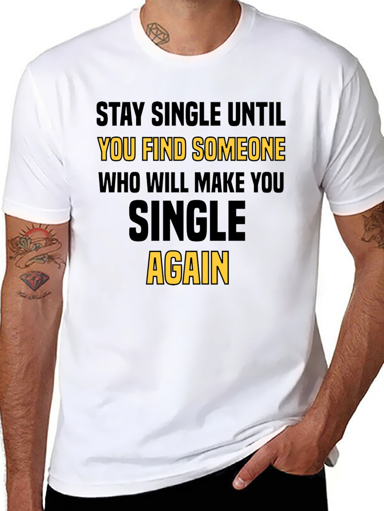 Black Stay Single Funny T-Shirt view 8