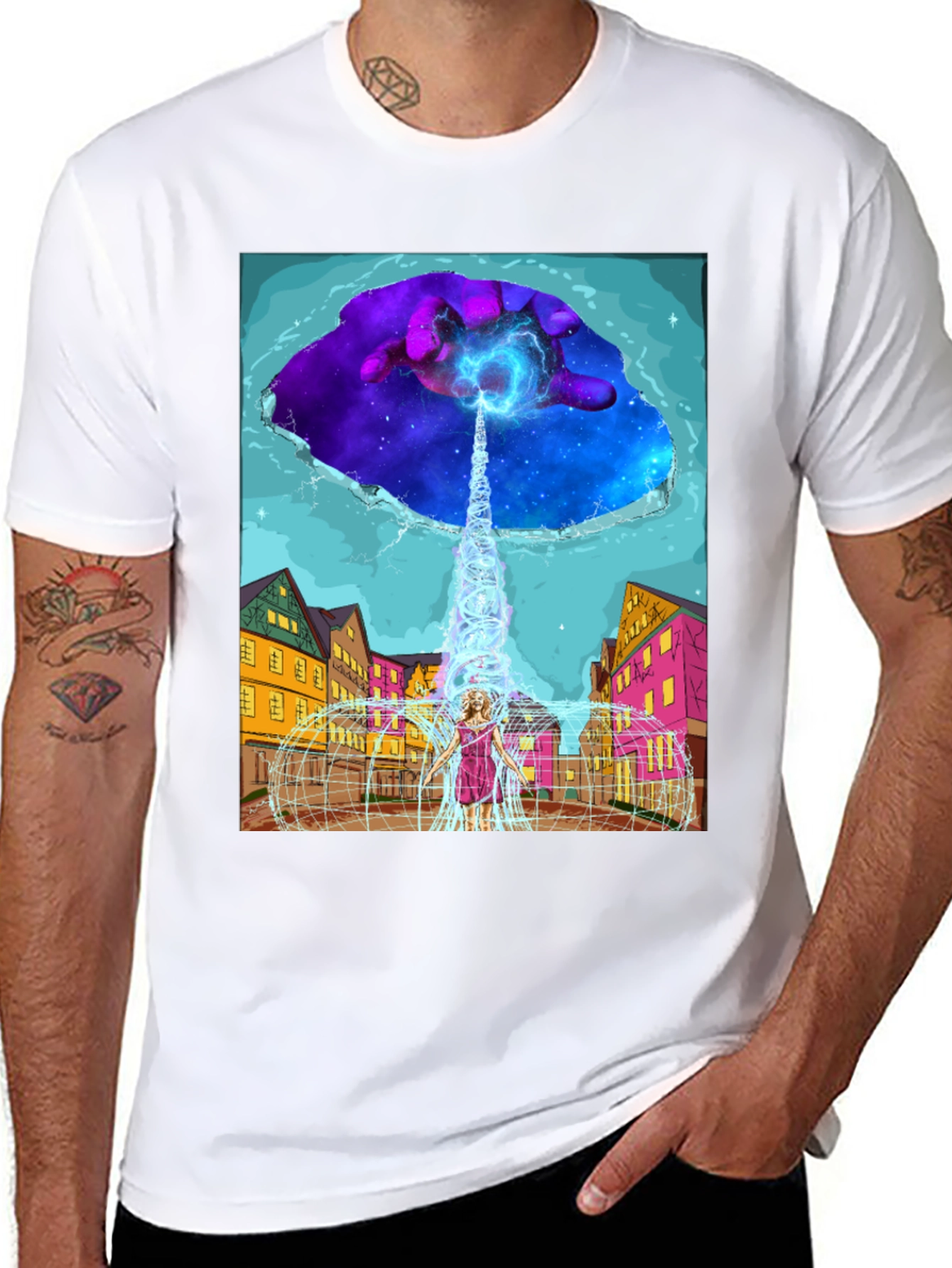 Black Cosmic Portal T-Shirt - Unique Graphic Tee view 8