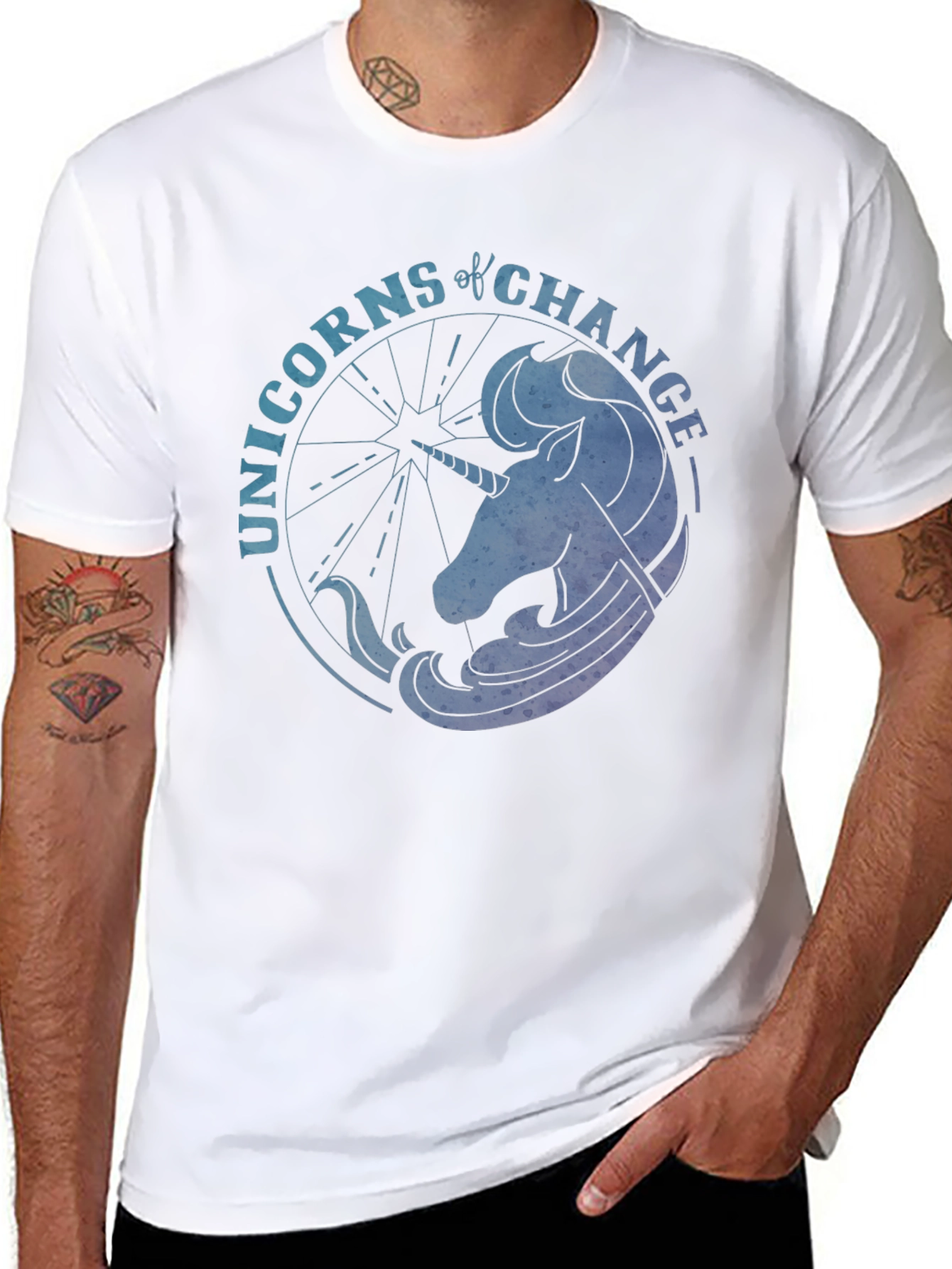 Black Unicorns of Change Black T-Shirt view 8