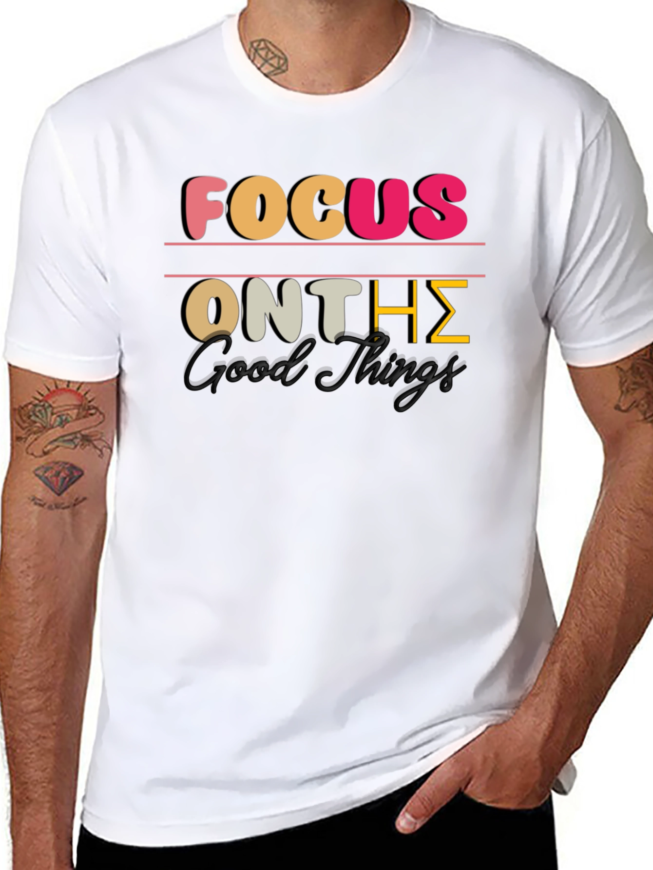 Black Focus on the Good Things Graphic Tee view 8