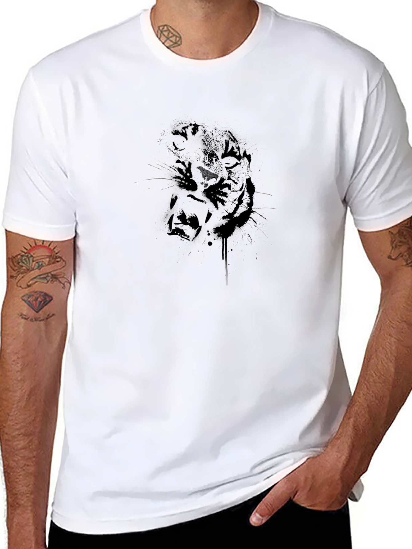 Black Black Tiger Graphic Tee - Stylish Men's T-Shirt view 8