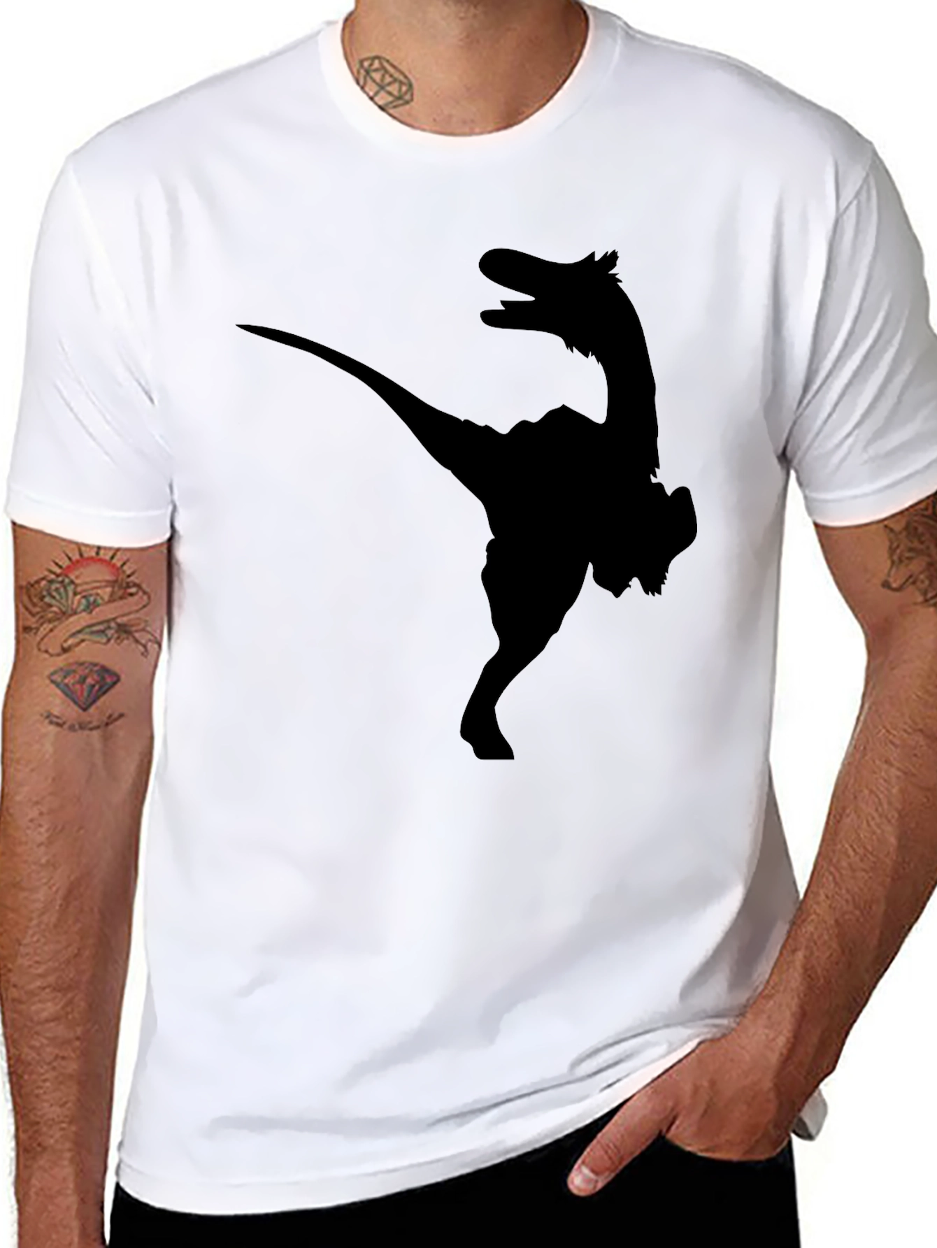 Black Dino Silhouette Black T-Shirt view 8