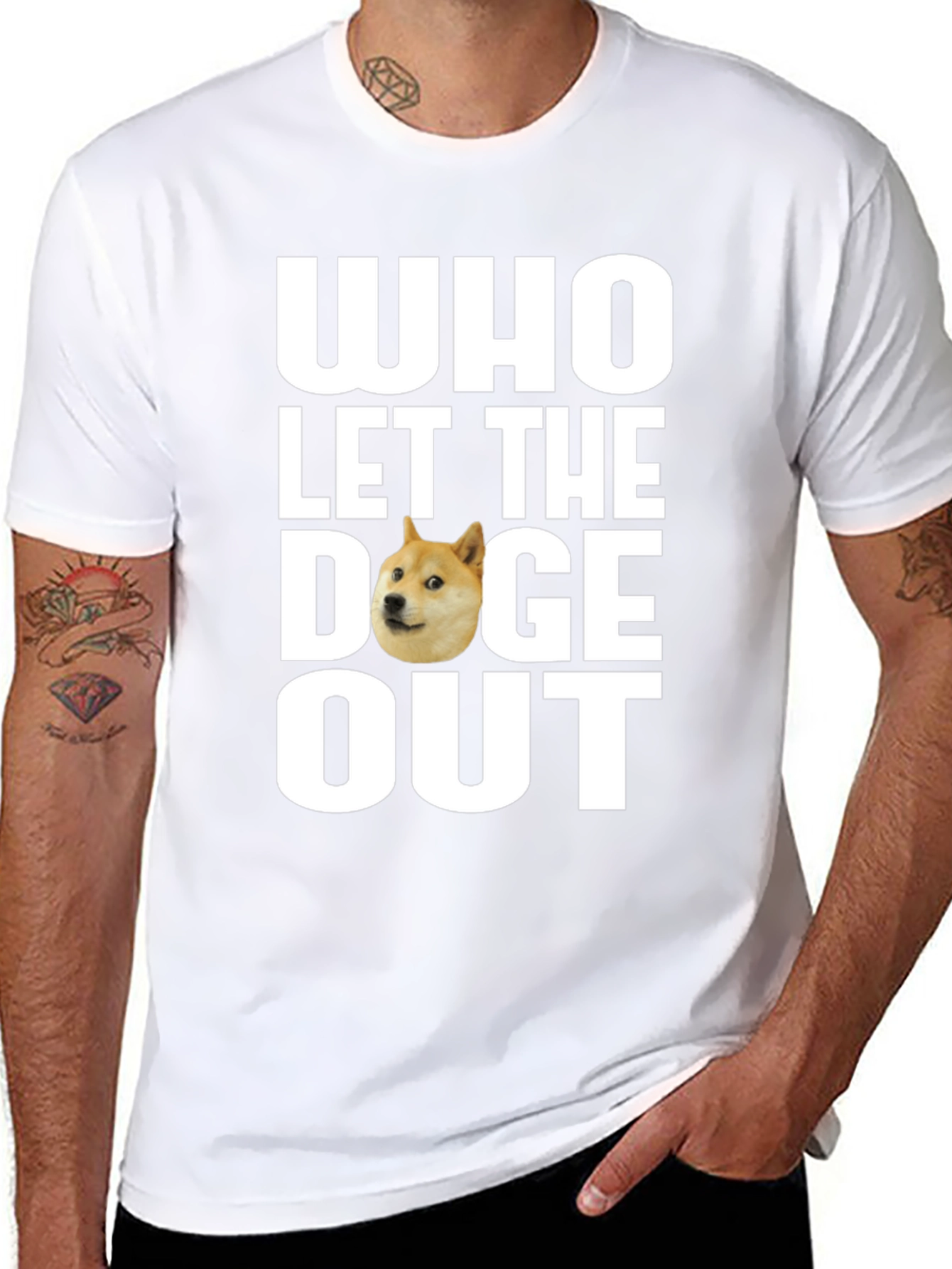 Black Who Let the Doge Out T-Shirt - Funny Meme Tee view 8