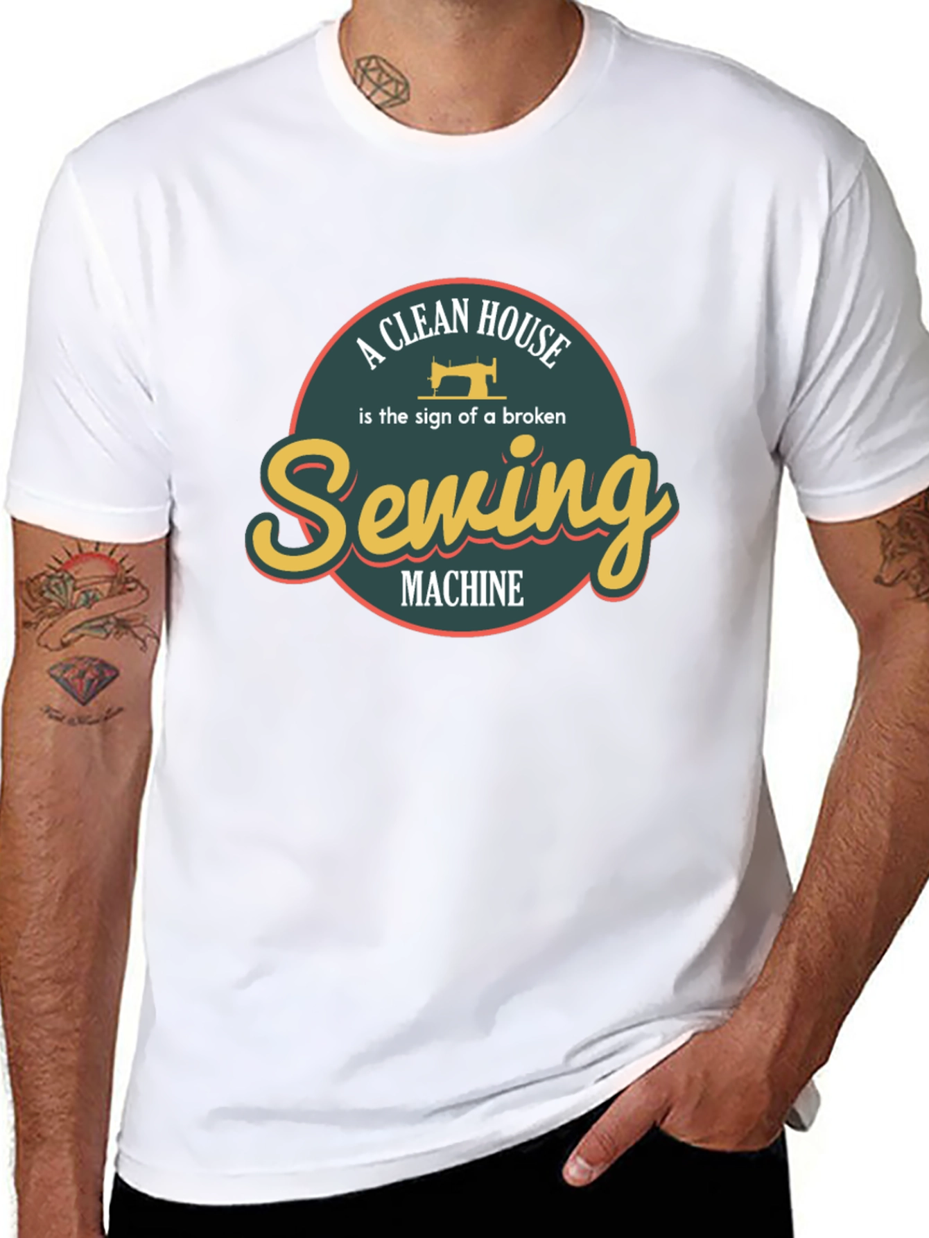 Black Funny Sewing Machine T-Shirt view 8