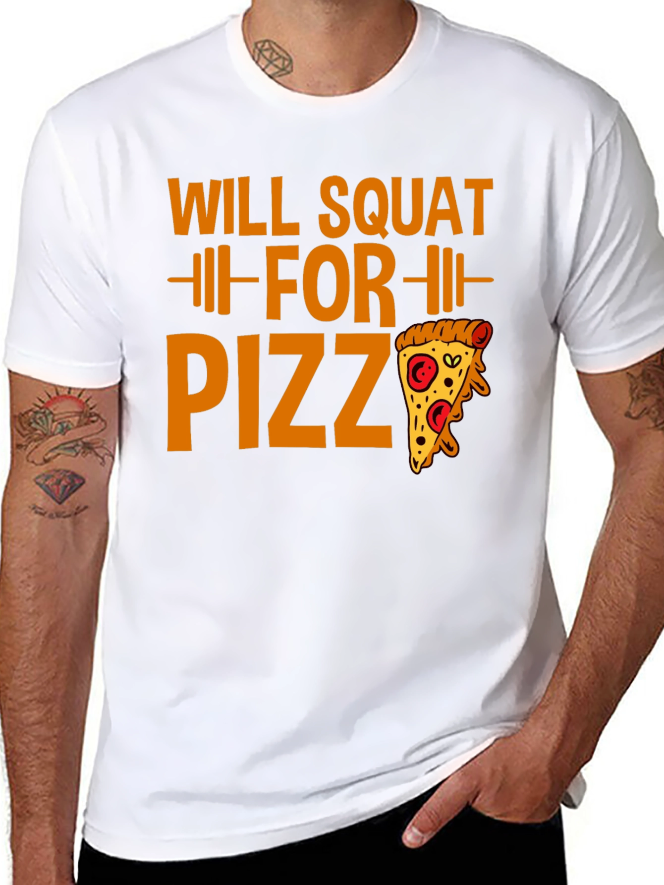 Black Will Squat for Pizza Funny Workout Tee view 8