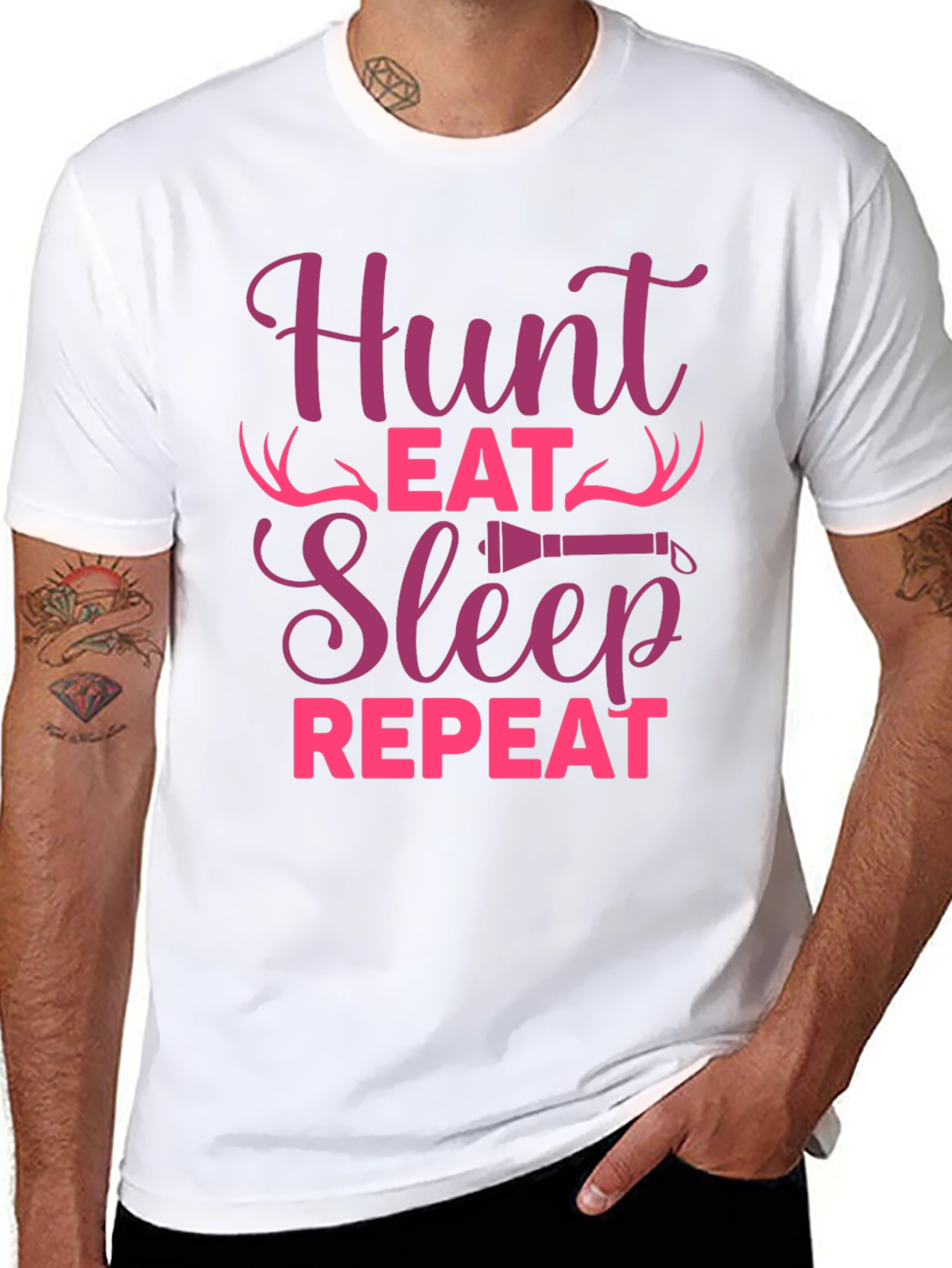Black Hunt Eat Sleep Repeat Graphic Tee view 8