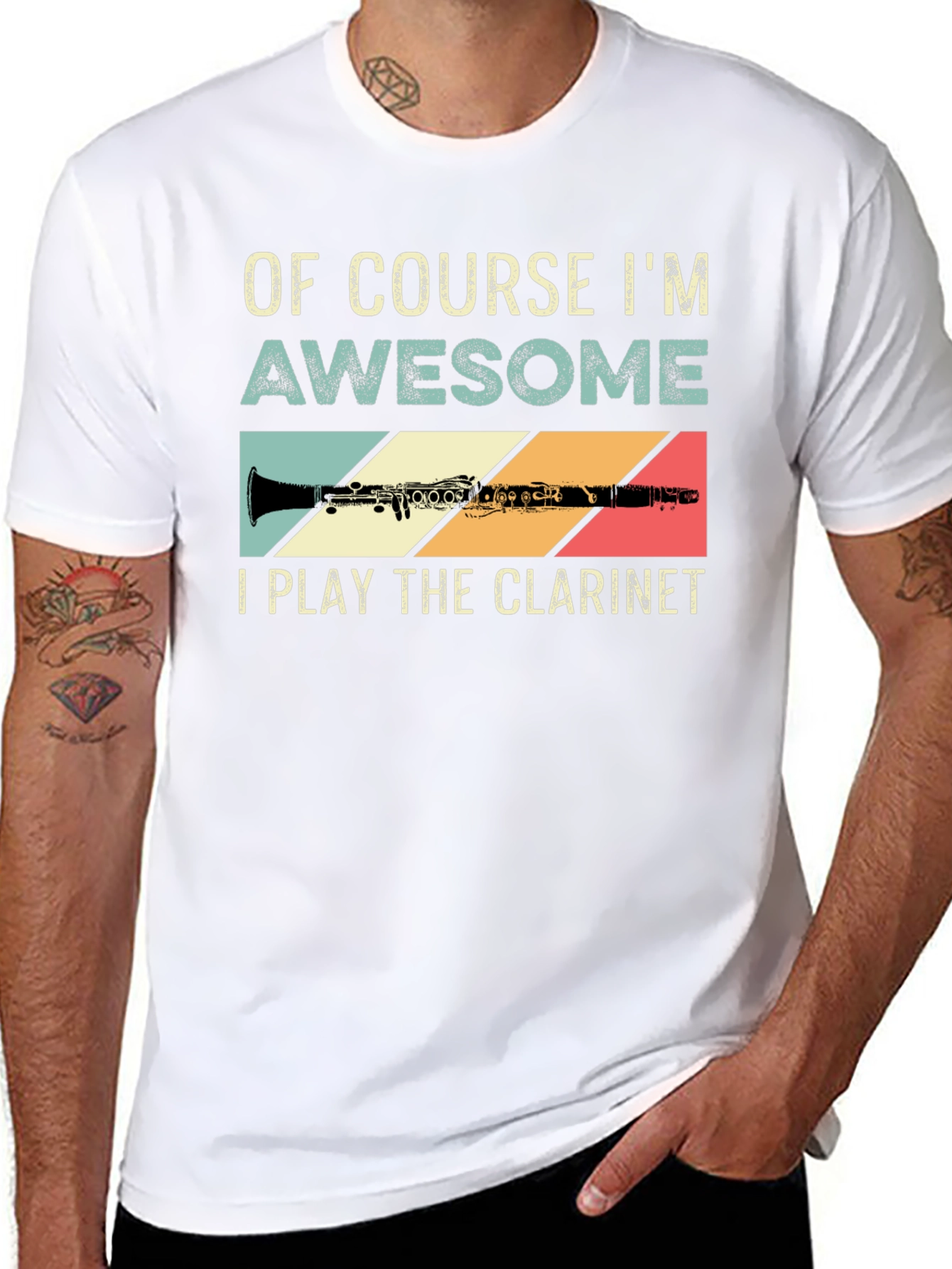 Black Of Course I'm Awesome Clarinet Player T-Shirt view 8