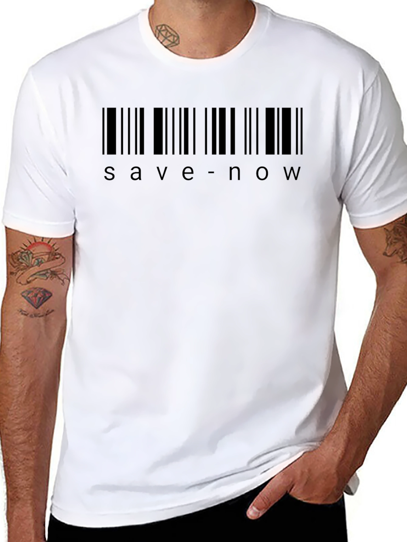 Save Now Barcode T-Shirt - Black - 8