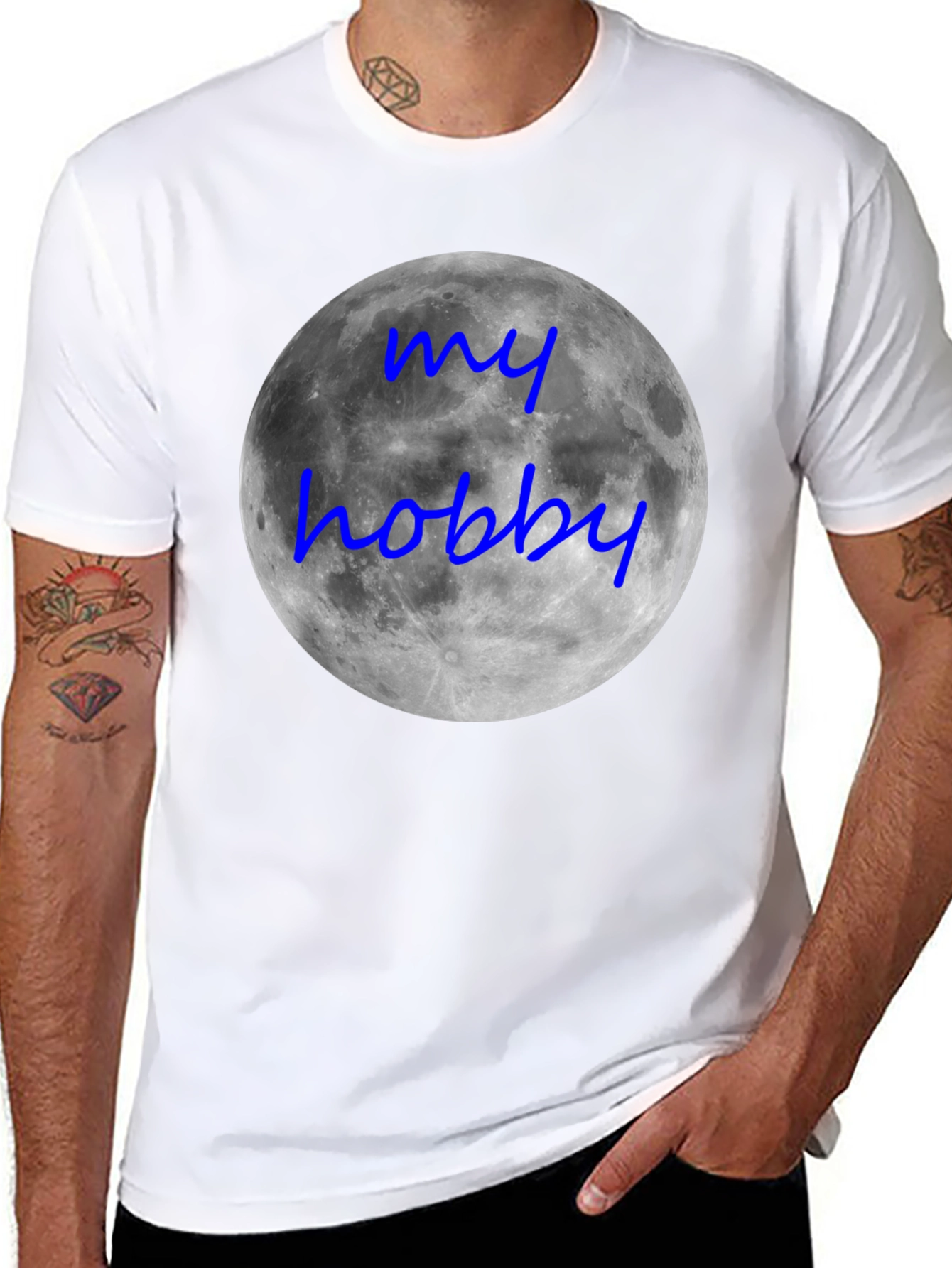 Black My Hobby Moon T-Shirt - Black Crew Neck Tee view 8