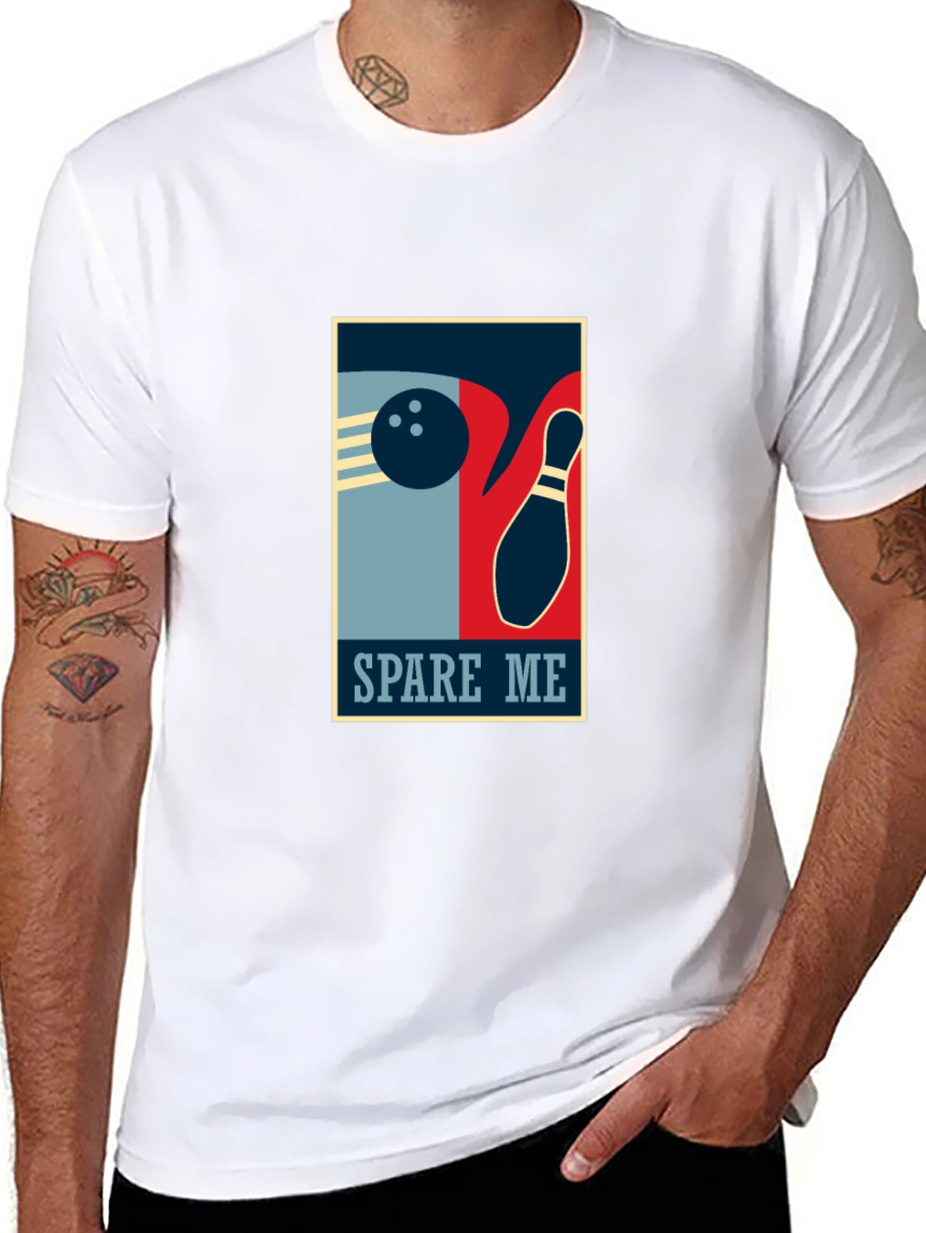 Black Spare Me Bowling Graphic T-Shirt - Black Cotton Tee view 8