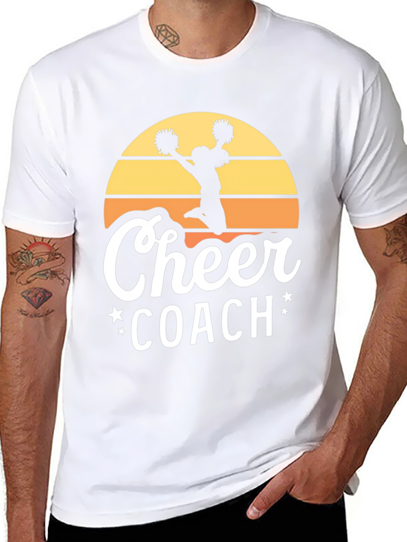 Cheer Coach Graphic Tee - Retro Sunset Design - 8
