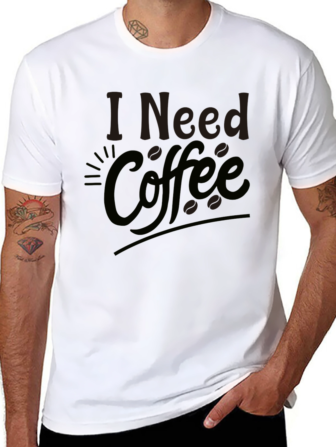 Black I Need Coffee Black T-Shirt view 8