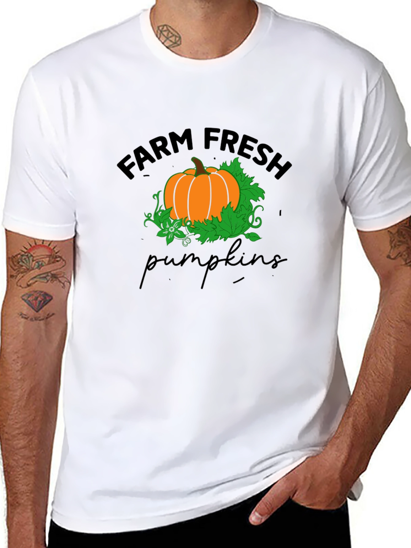 Black Farm Fresh Pumpkins T-Shirt - Black view 8
