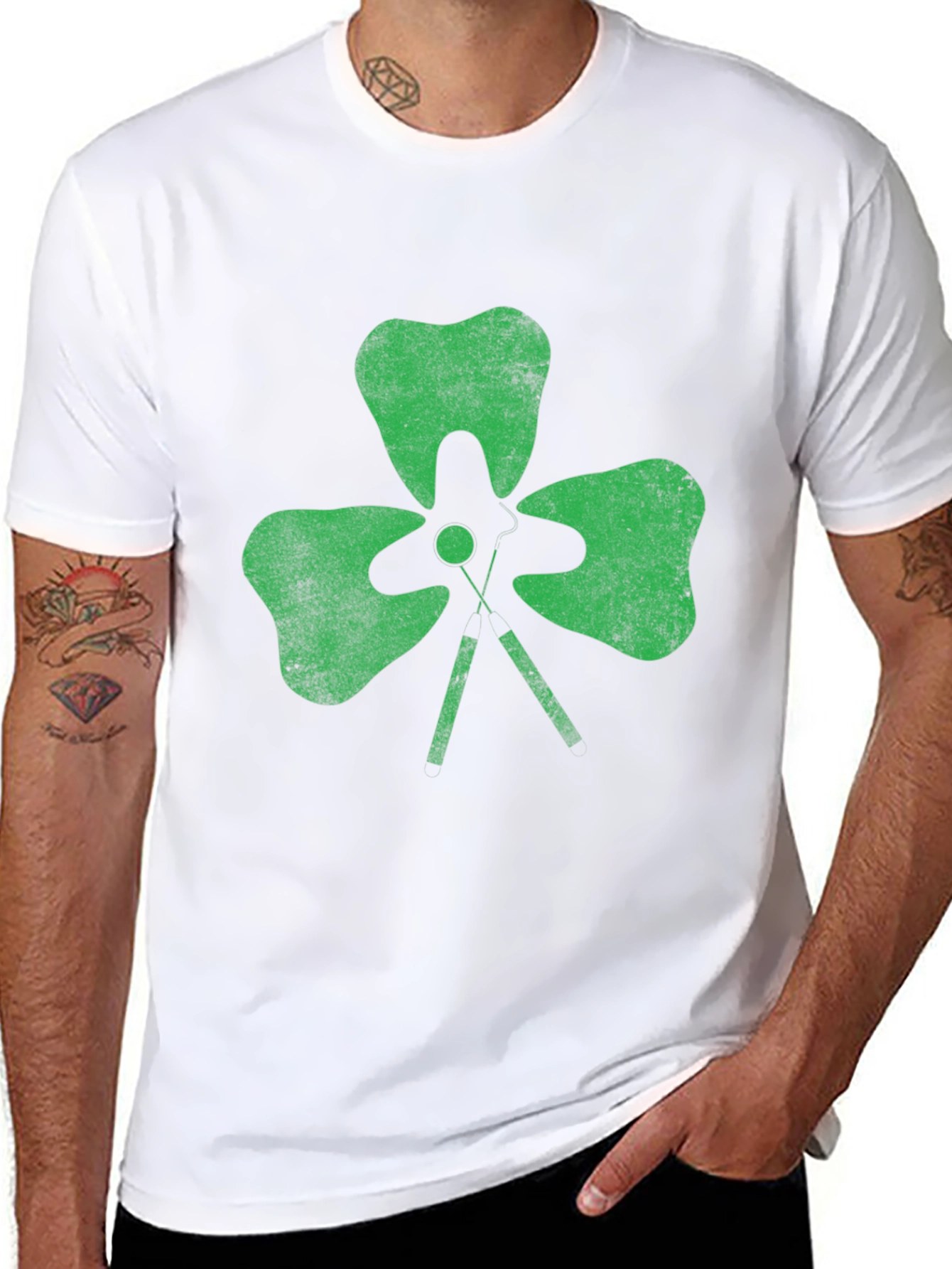 Black Shamrock Golf Tee T-Shirt - Lucky Green Tee view 8