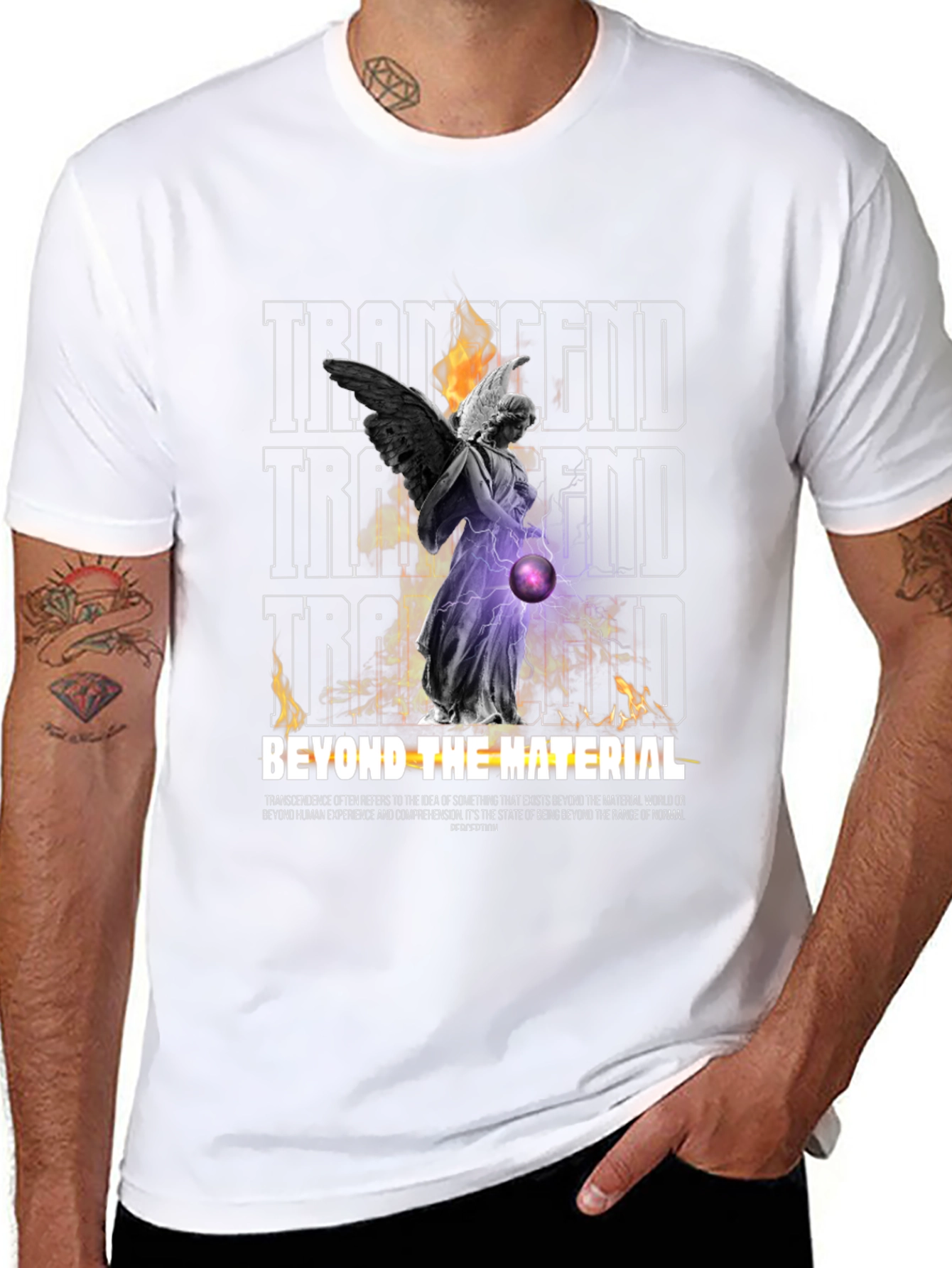 Black Transcendent Angel Graphic Print Black T-Shirt view 8