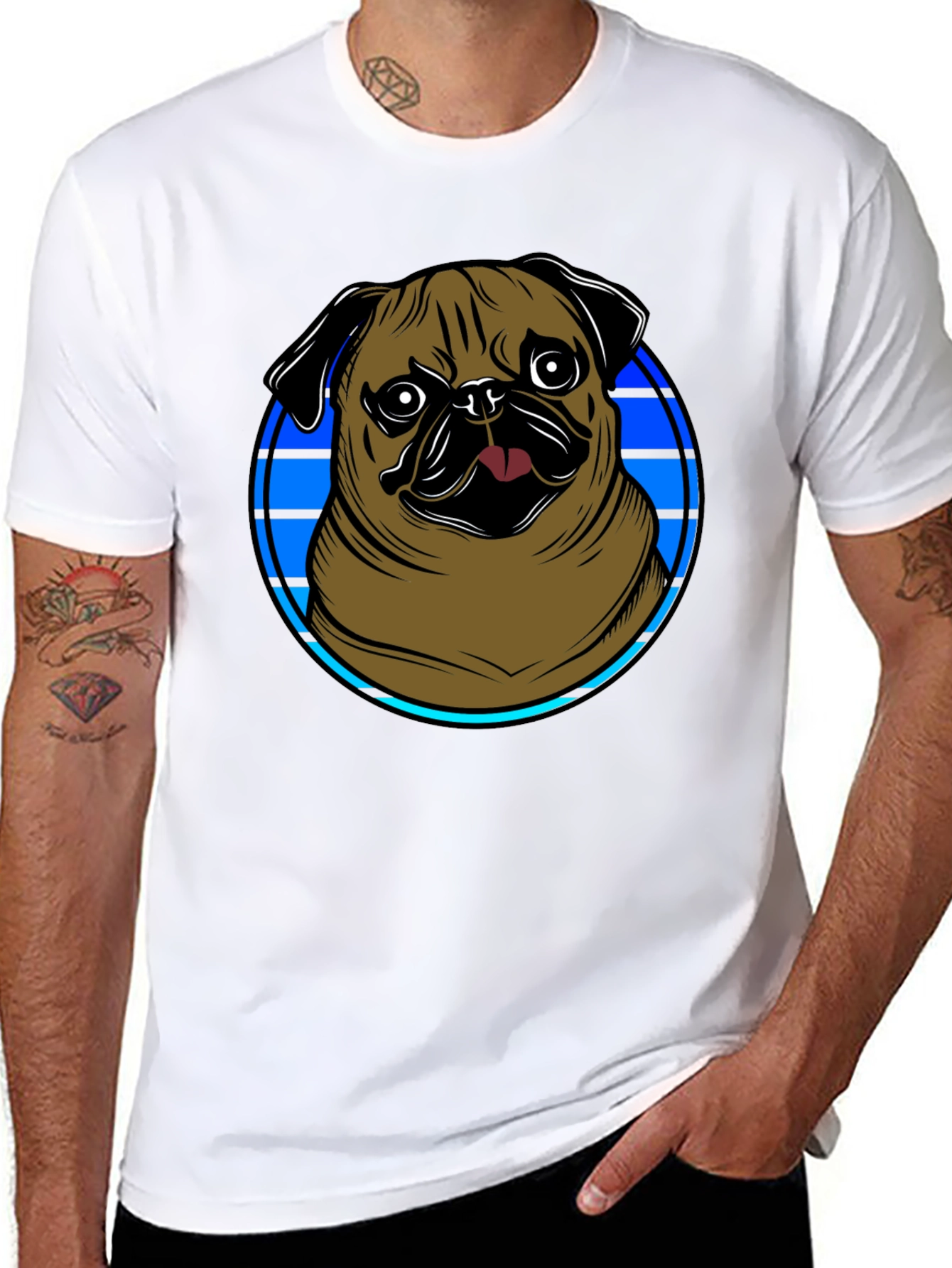Black Pug Graphic Tee - Men's Black T-Shirt view 8