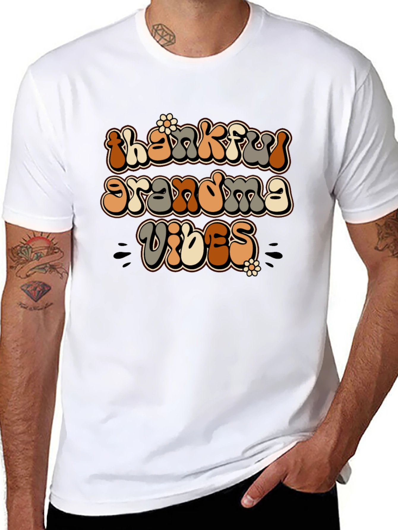 Black Thankful Grandma Vibes Graphic Tee view 8