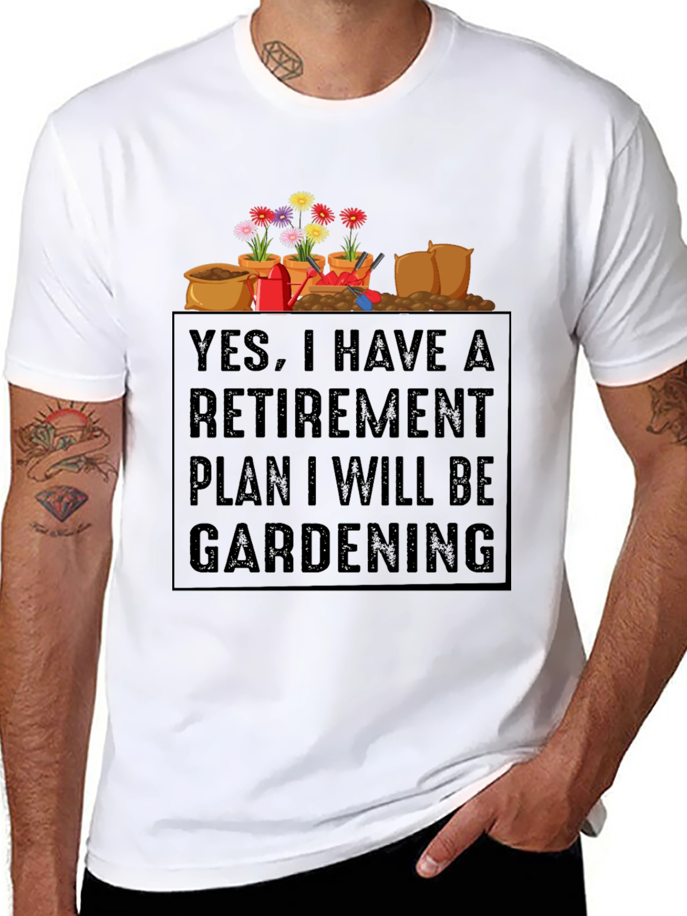 Black Retirement Gardening Plan Graphic Tee view 8