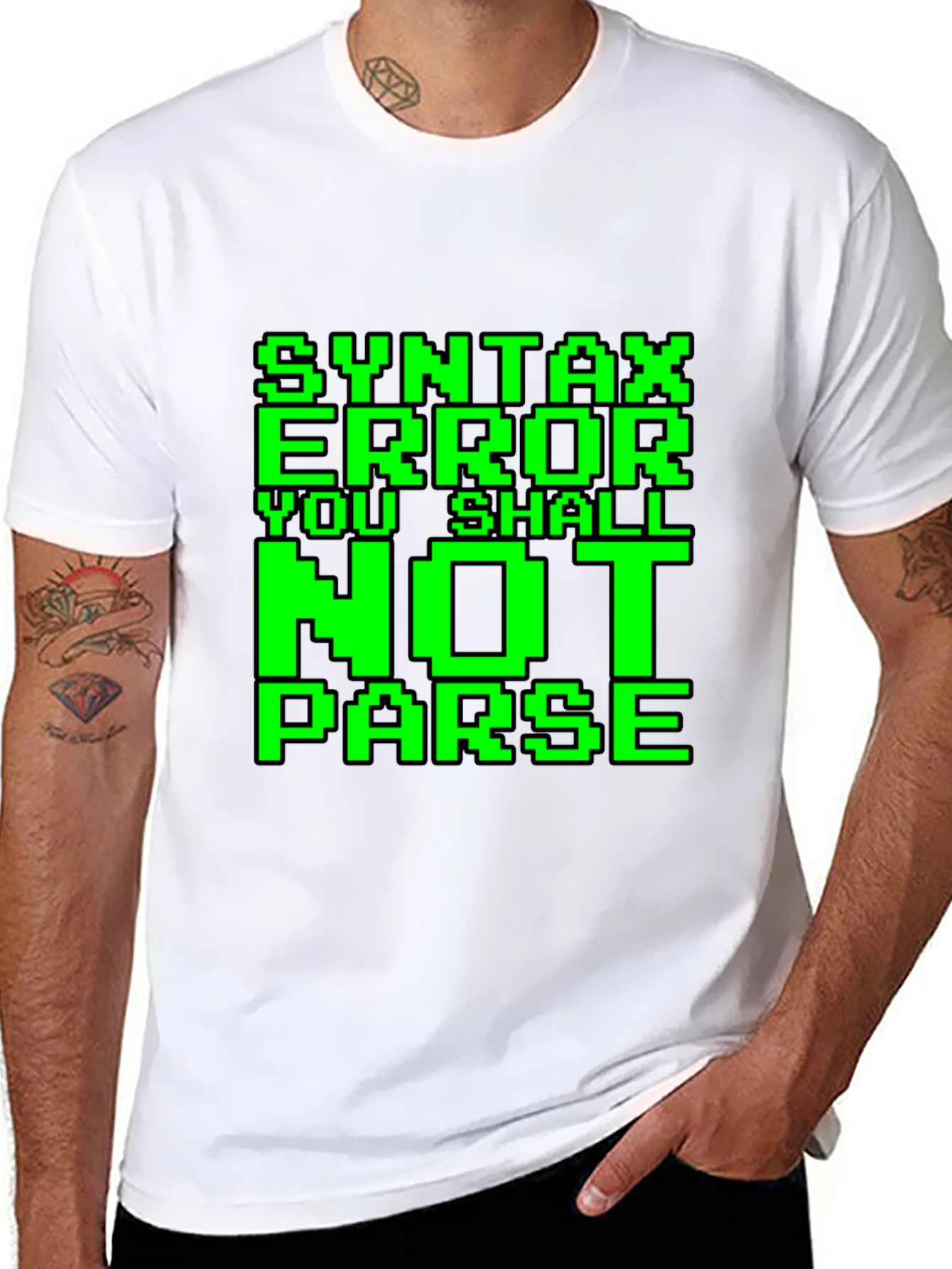 Black Syntax Error You Shall Not Parse Funny Programmer T-Shirt view 8