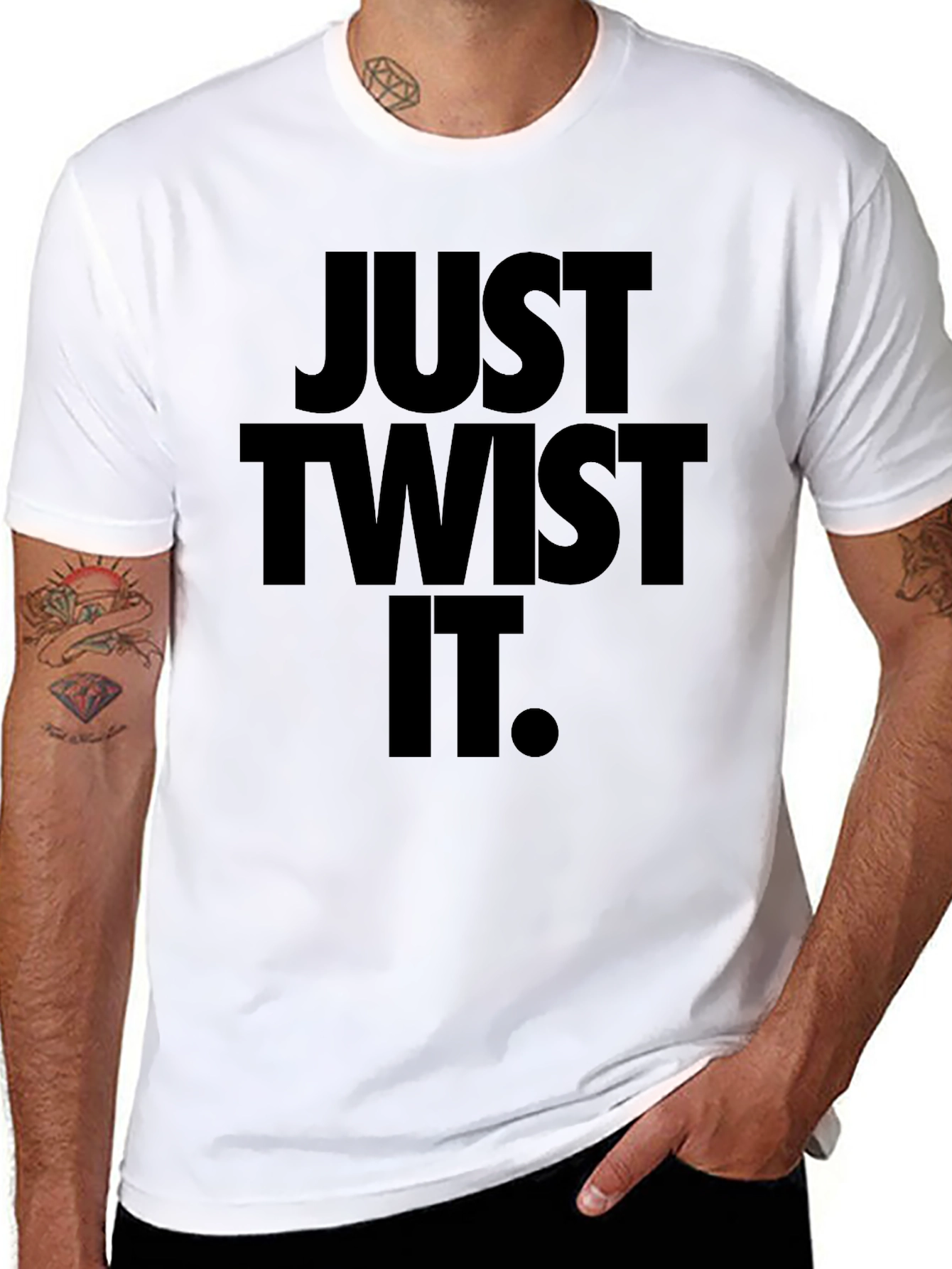 Black Just Twist It Graphic Tee - Black Crew Neck view 8