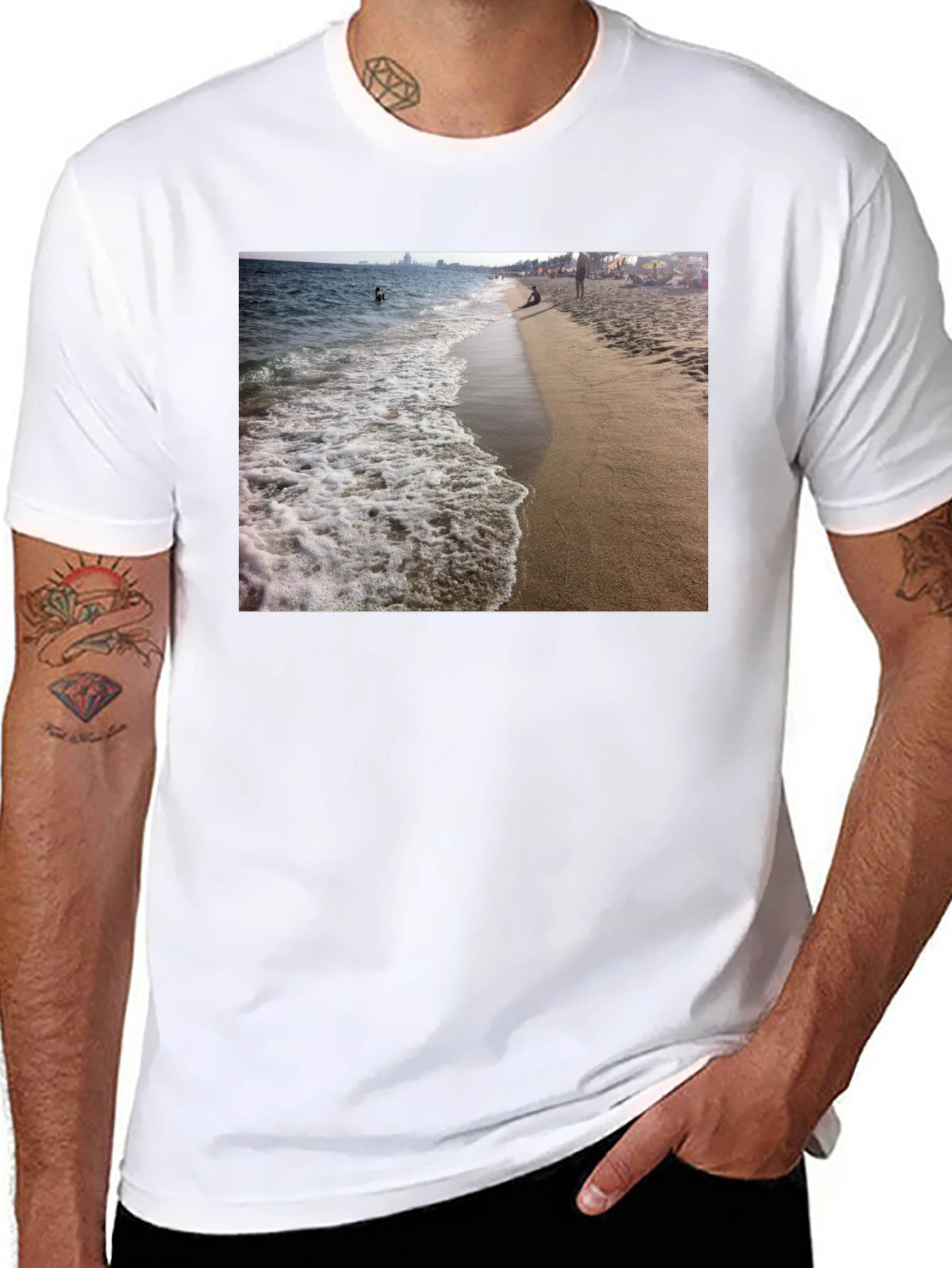 Black Beach Scene Black T-Shirt view 8