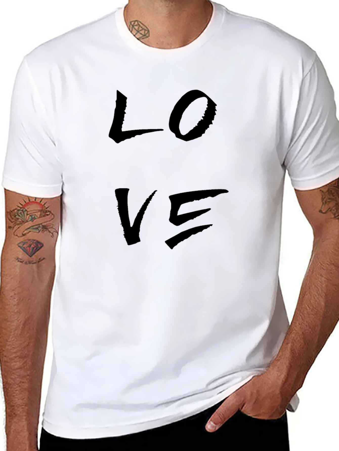 Black Love Graphic Print Tee - Men's Casual Short Sleeve T-Shirt view 8