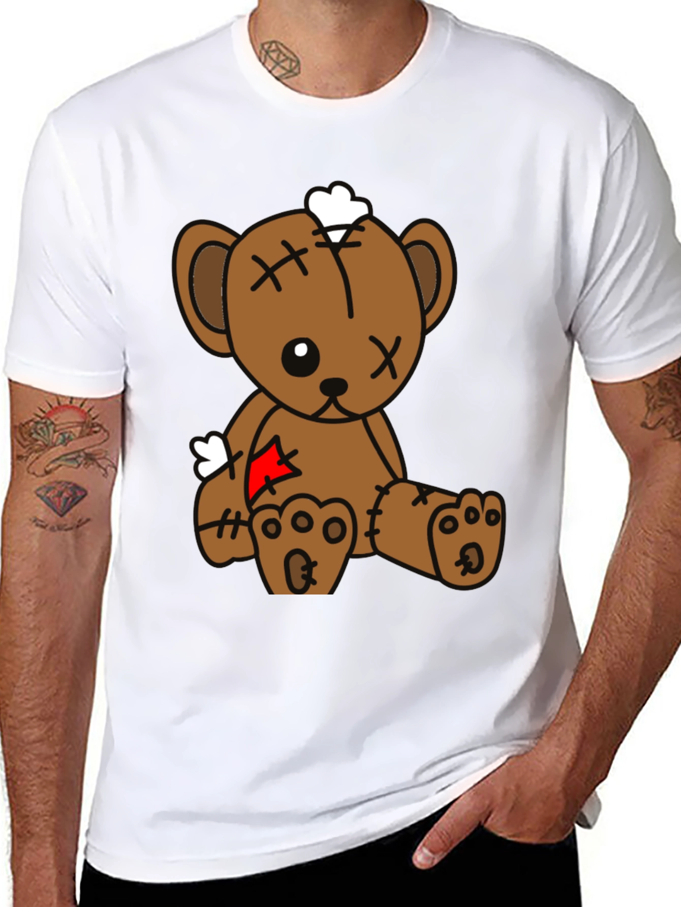 Black Teddy Bear Graphic Tee - Black Cotton Blend view 8