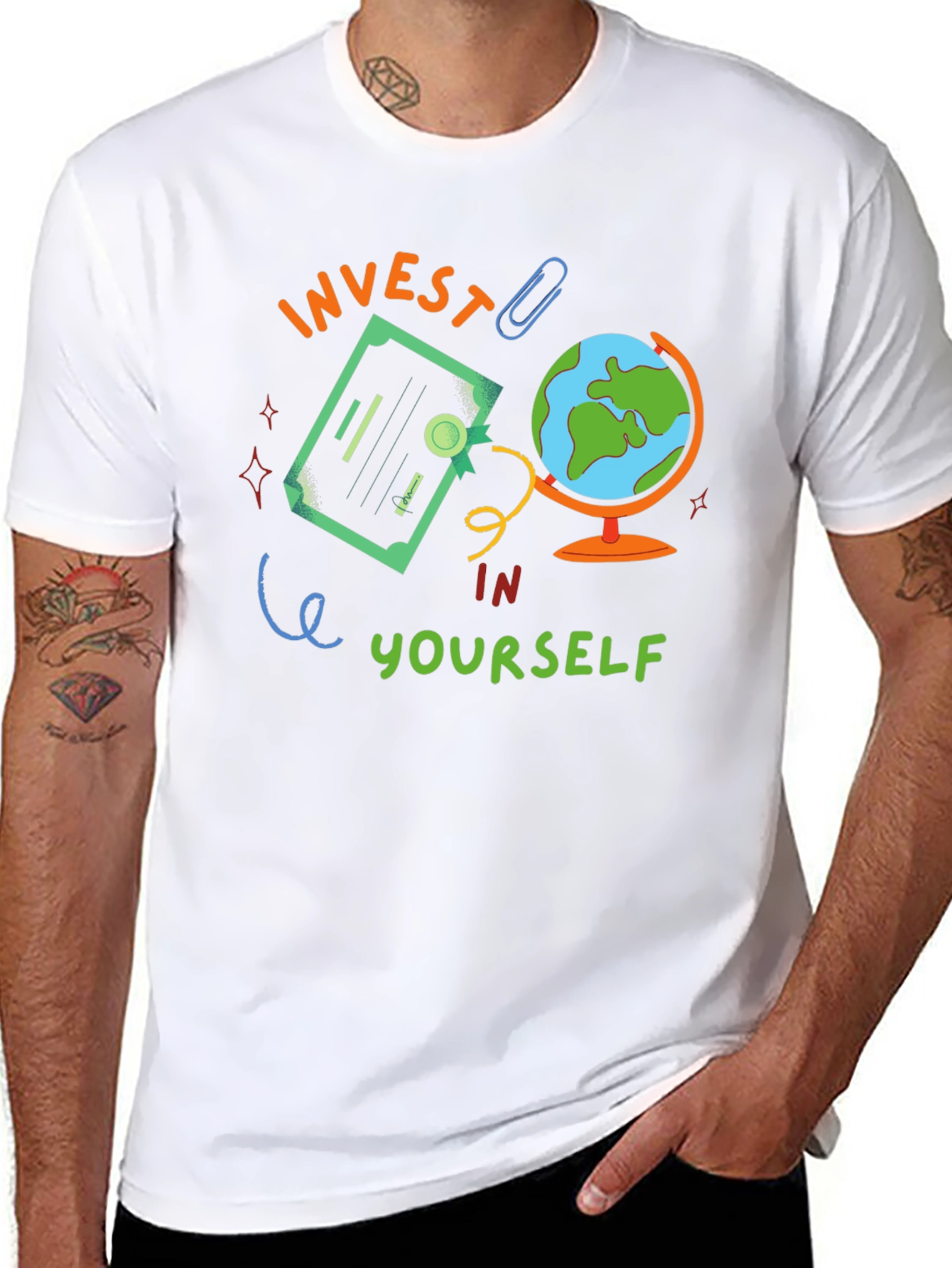 Black Invest In Yourself Graphic Tee - Motivational Black T-Shirt view 8