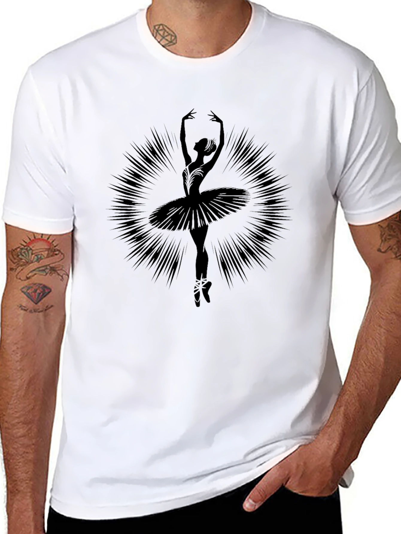 Ballerina Silhouette Graphic Tee - Elegant Dancer Shirt - 8