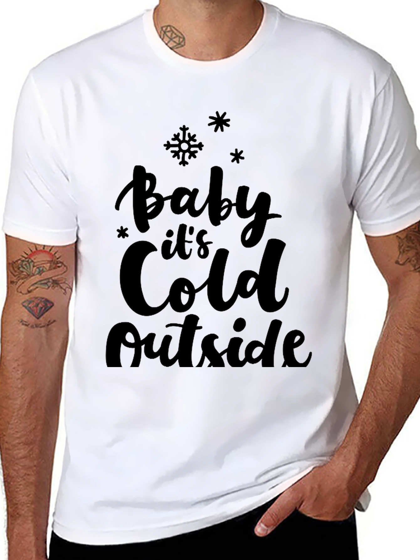 Black Baby It's Cold Outside Black T-Shirt view 8