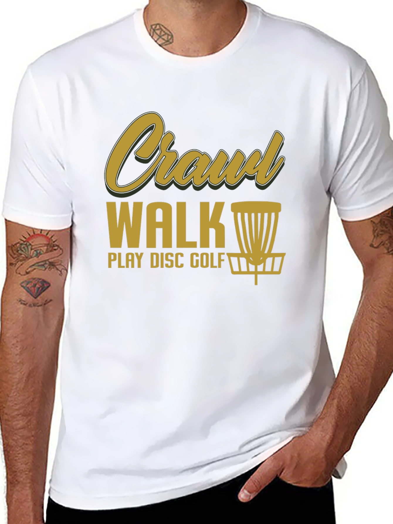 Black Crawl Walk Play Disc Golf T-Shirt view 8