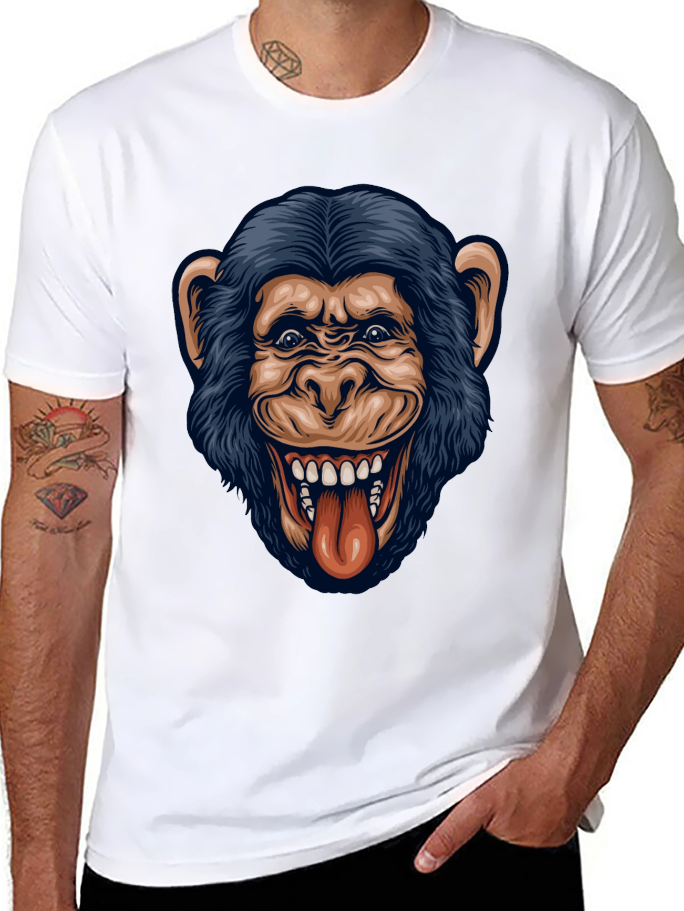 Funny Monkey Graphic Black T-Shirt - 8