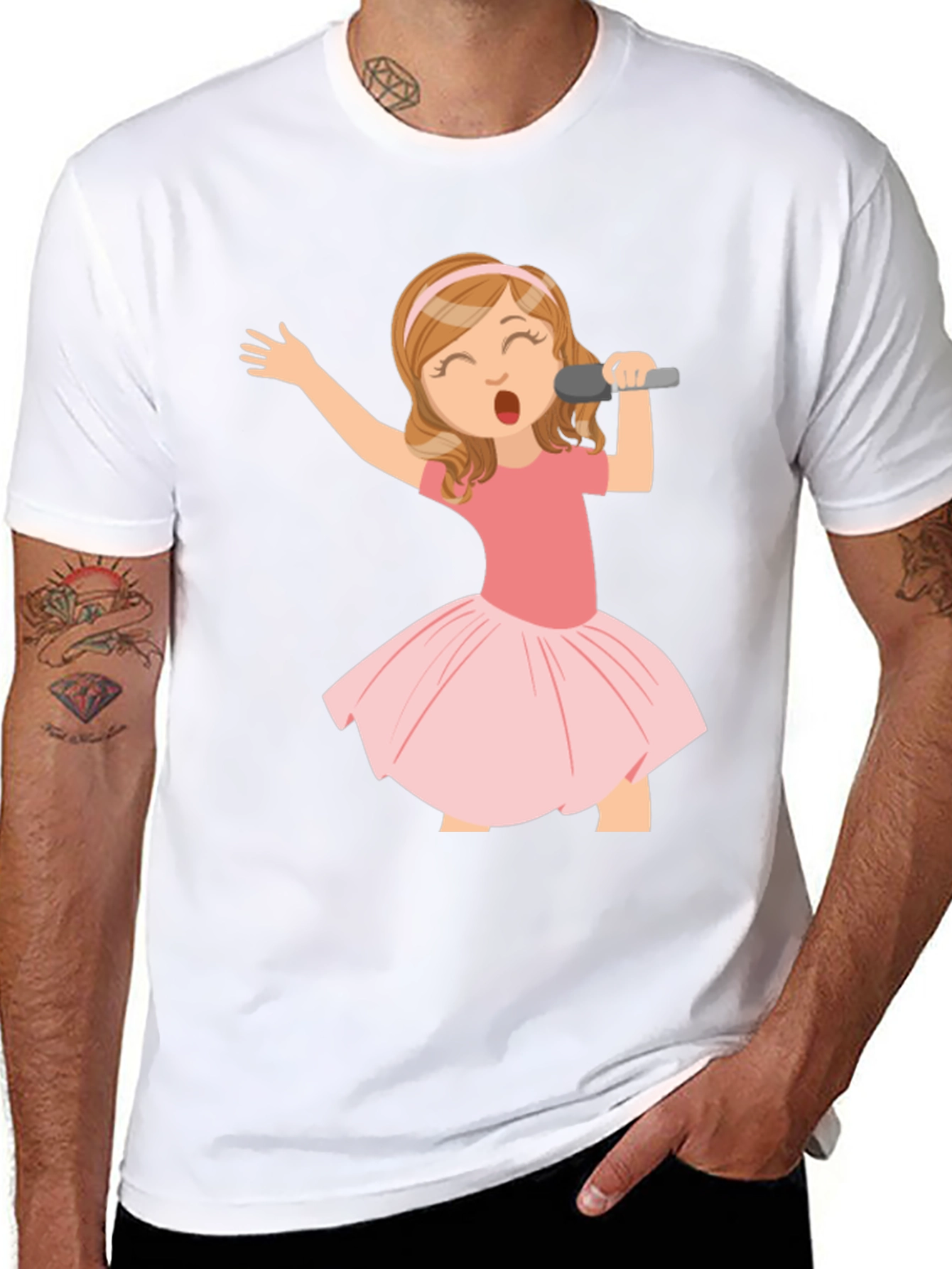 Singing Girl Graphic Tee - Black Cotton Comfort - 8