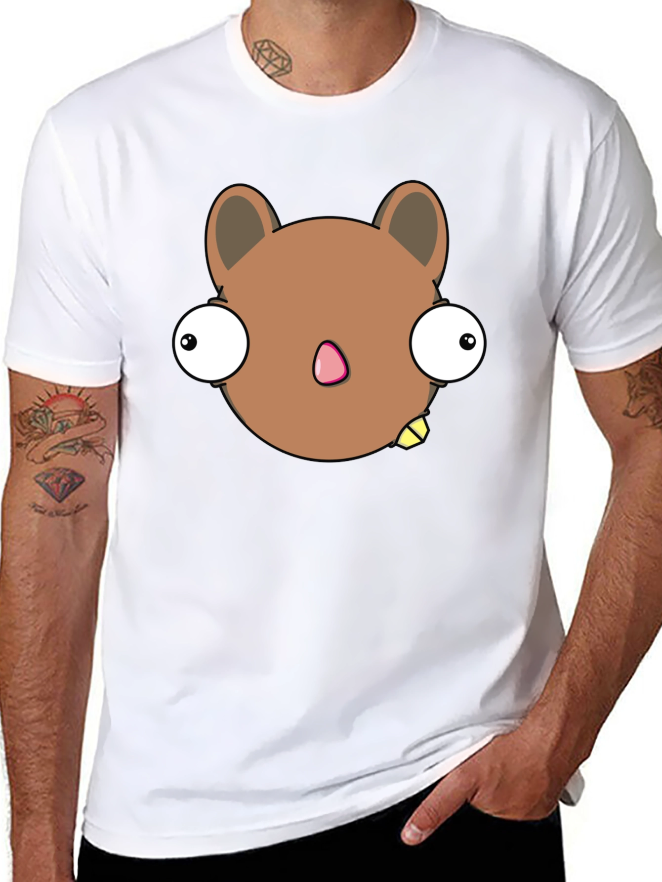 Black Funny Cartoon Animal Black Graphic T-Shirt view 8