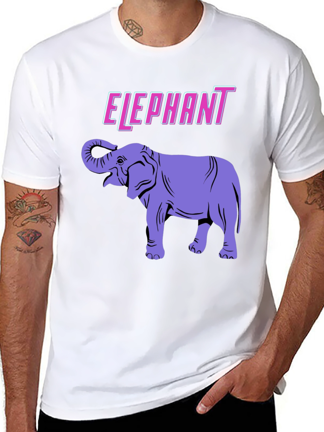 Black Elephant Graphic Print Black T-Shirt view 8