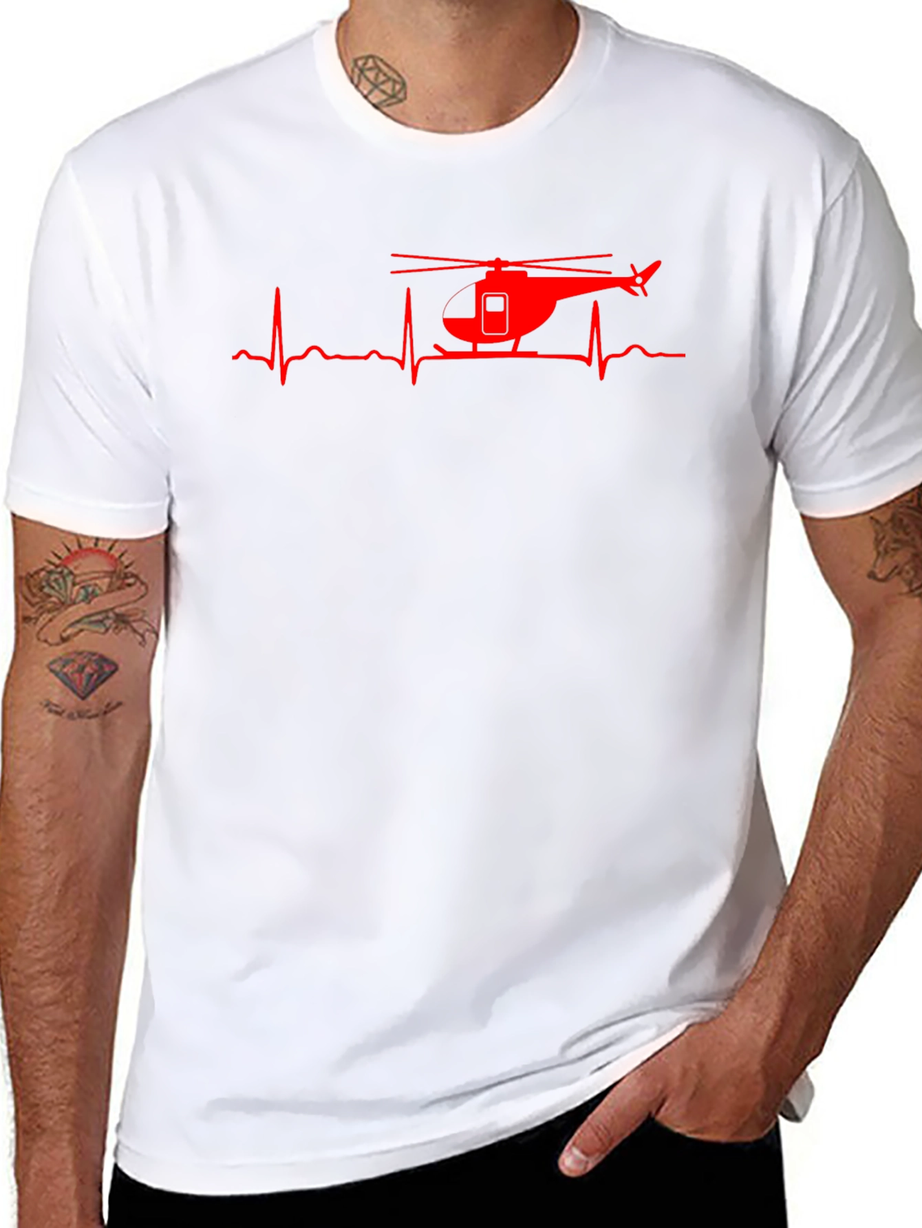 Black Helicopter Heartbeat Graphic Tee - Black view 8