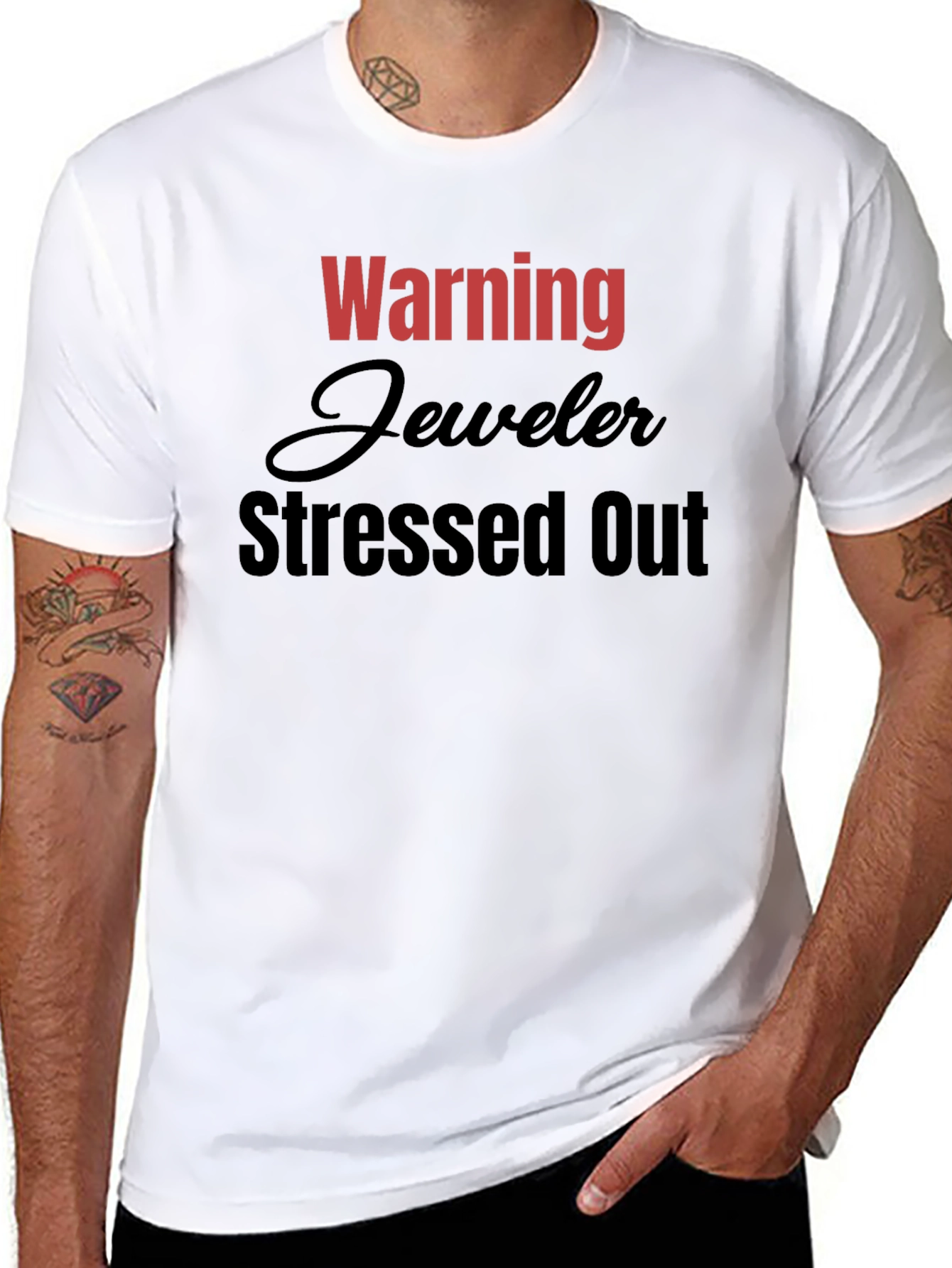 Black Warning Jeweler Stressed Out T-Shirt - Black view 8