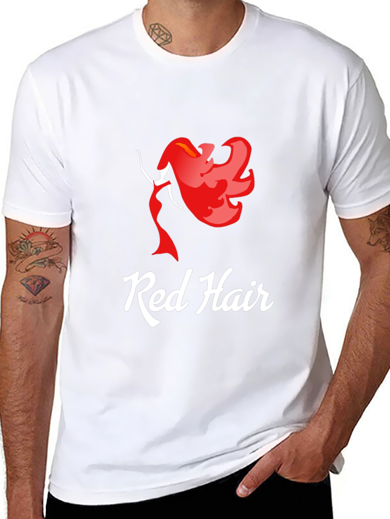 Black Red Hair Graphic T-Shirt - Unique Fashion Tee view 8