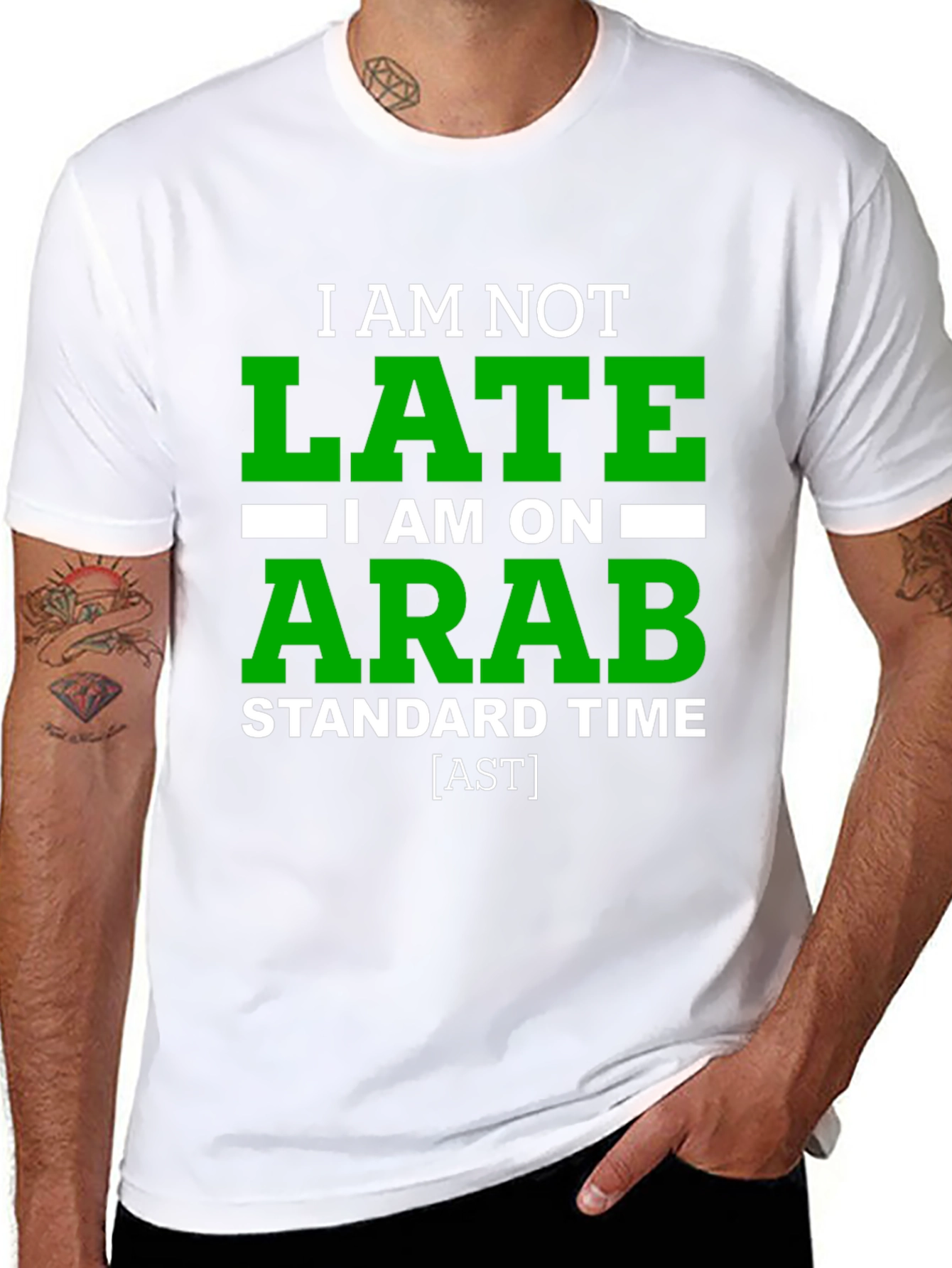 Black Funny "Arab Standard Time" Graphic Tee - Black view 8