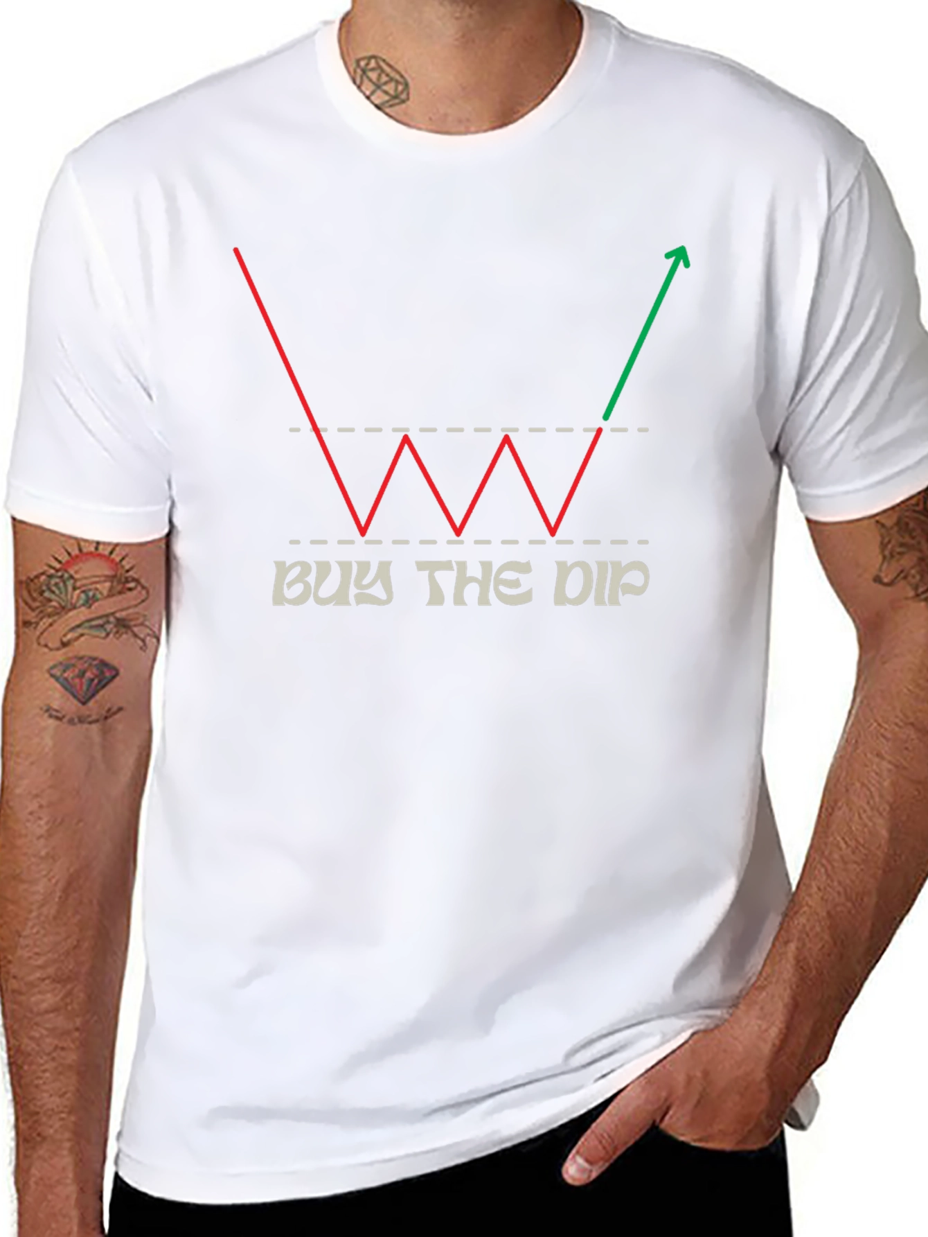 Black Buy the Dip Stock Market Trader T-Shirt view 8