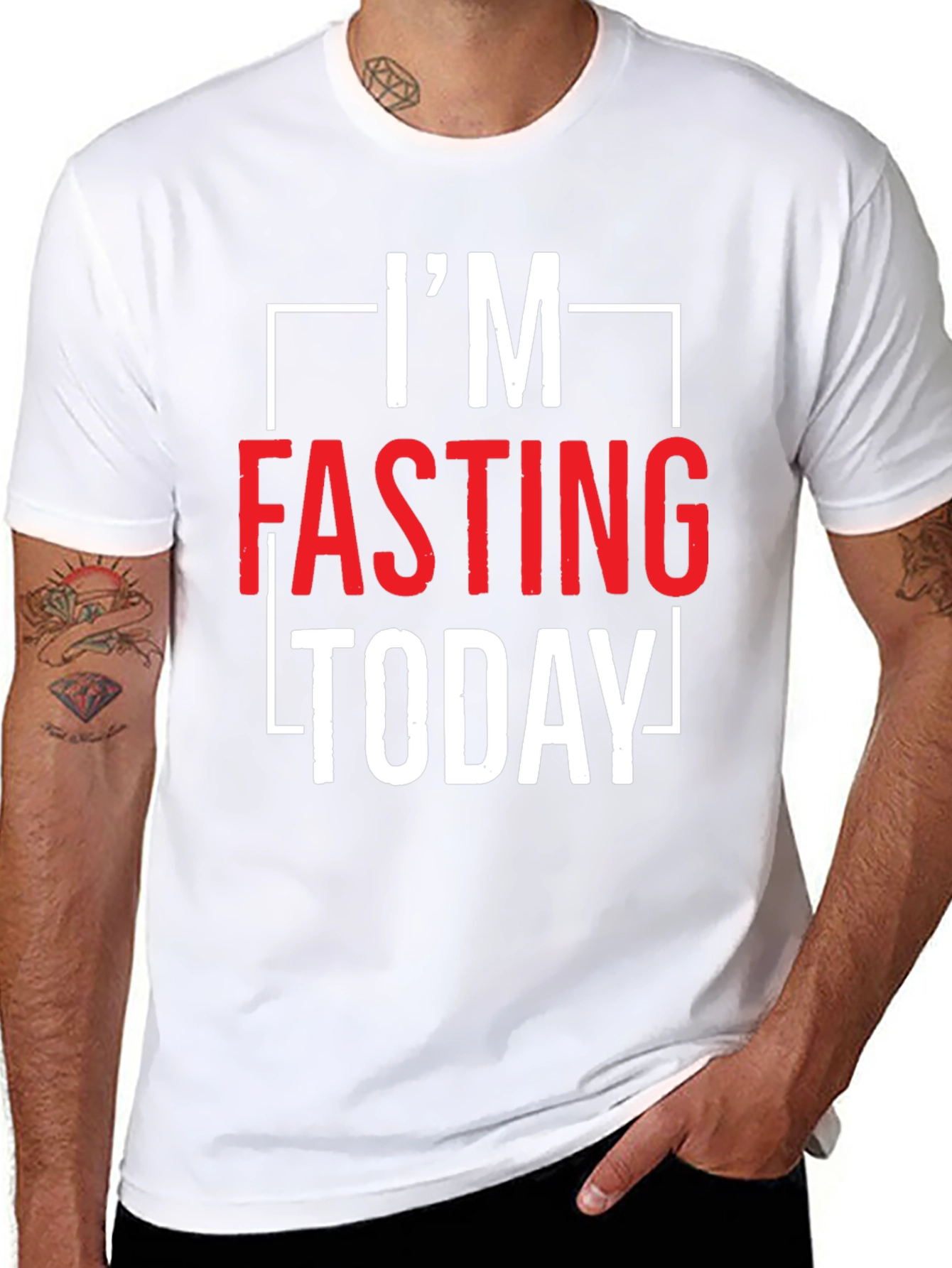 Black I'm Fasting Today Graphic Tee - Black view 8