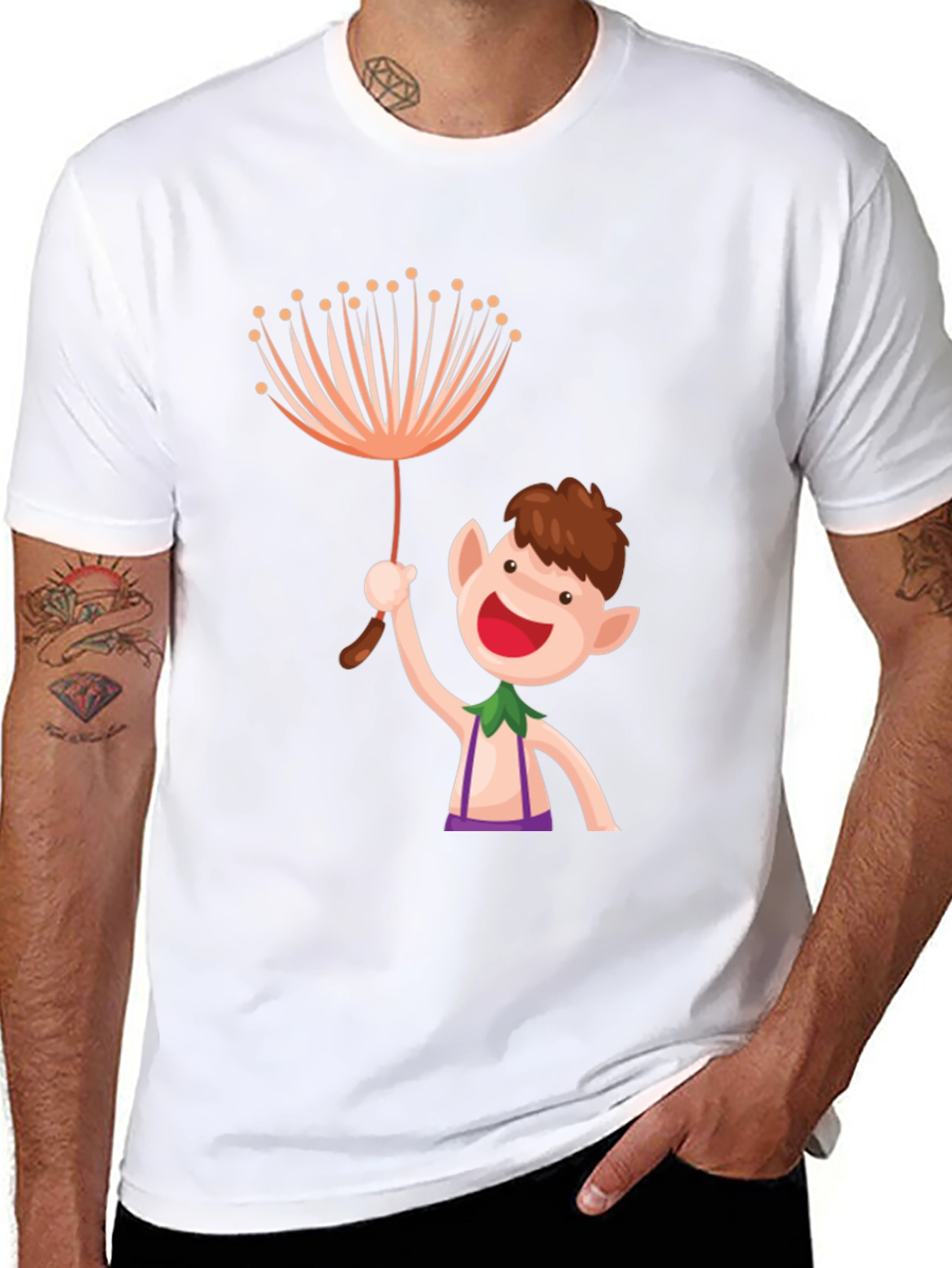 Black Whimsical Elf Graphic Tee - Black Cotton view 8