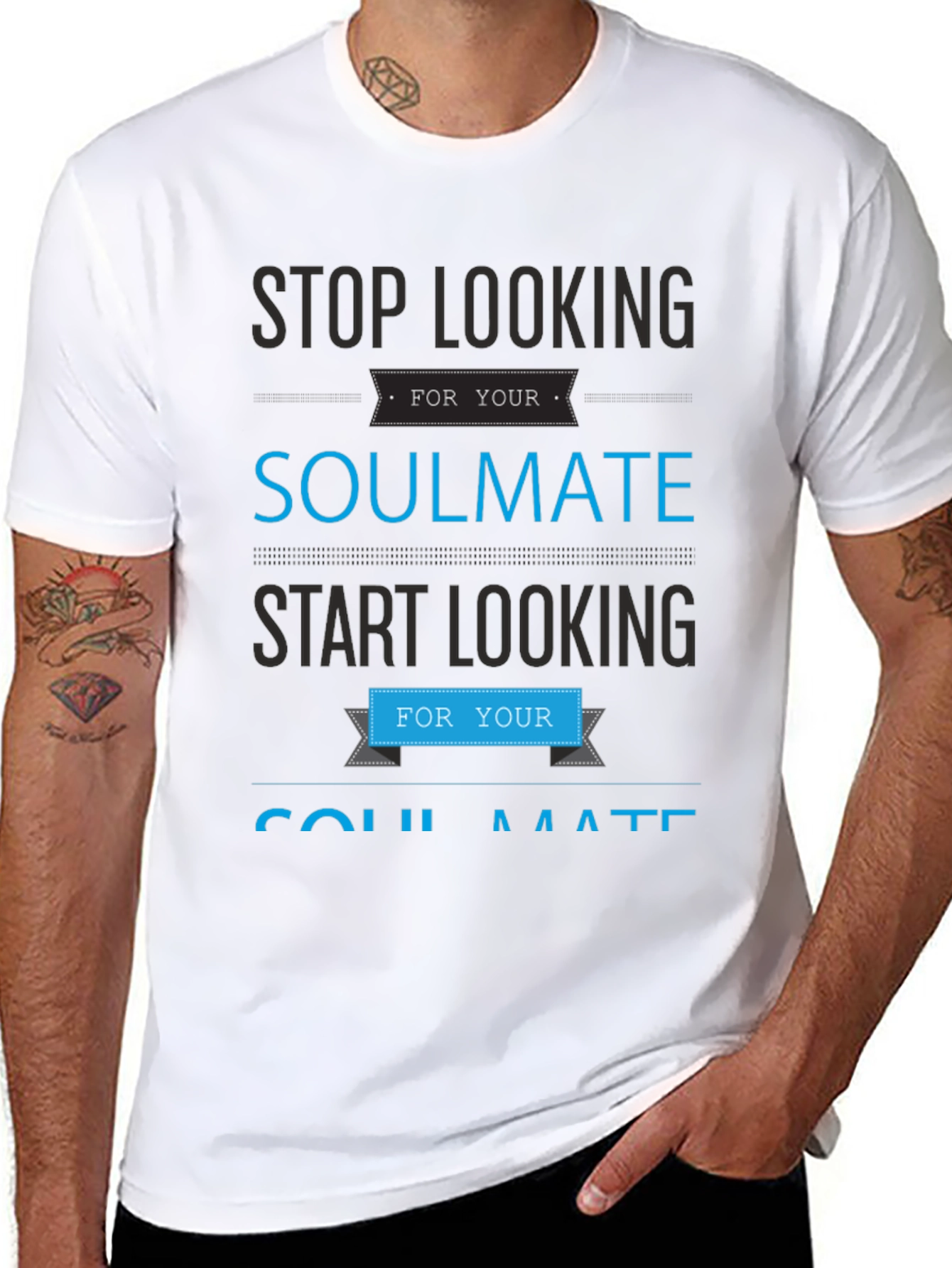 Black Soulmate Graphic T-Shirt - Stop Looking, Start Looking! view 8