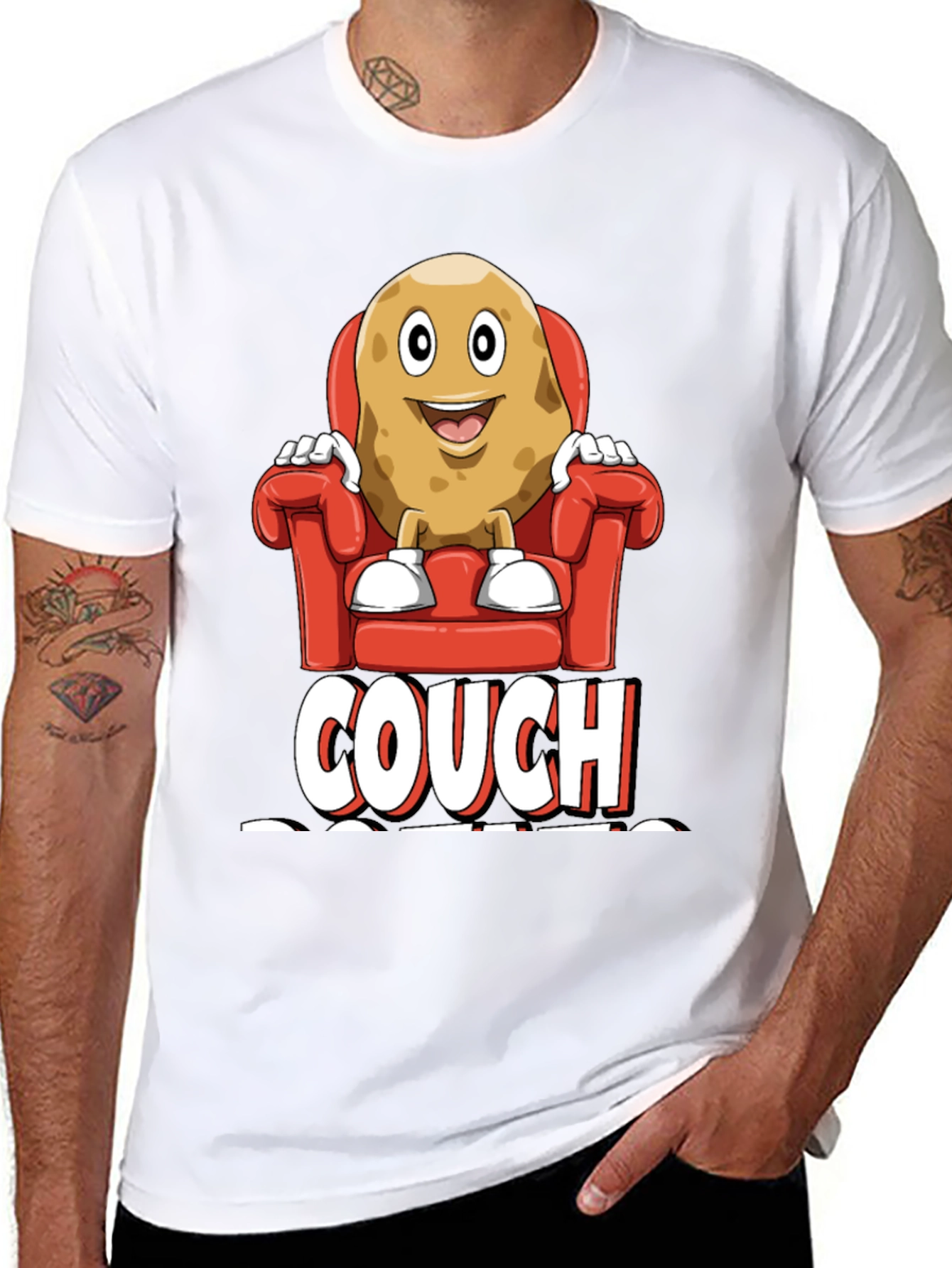Black Couch Potato Graphic T-Shirt - Funny Relaxed Fit Tee view 8