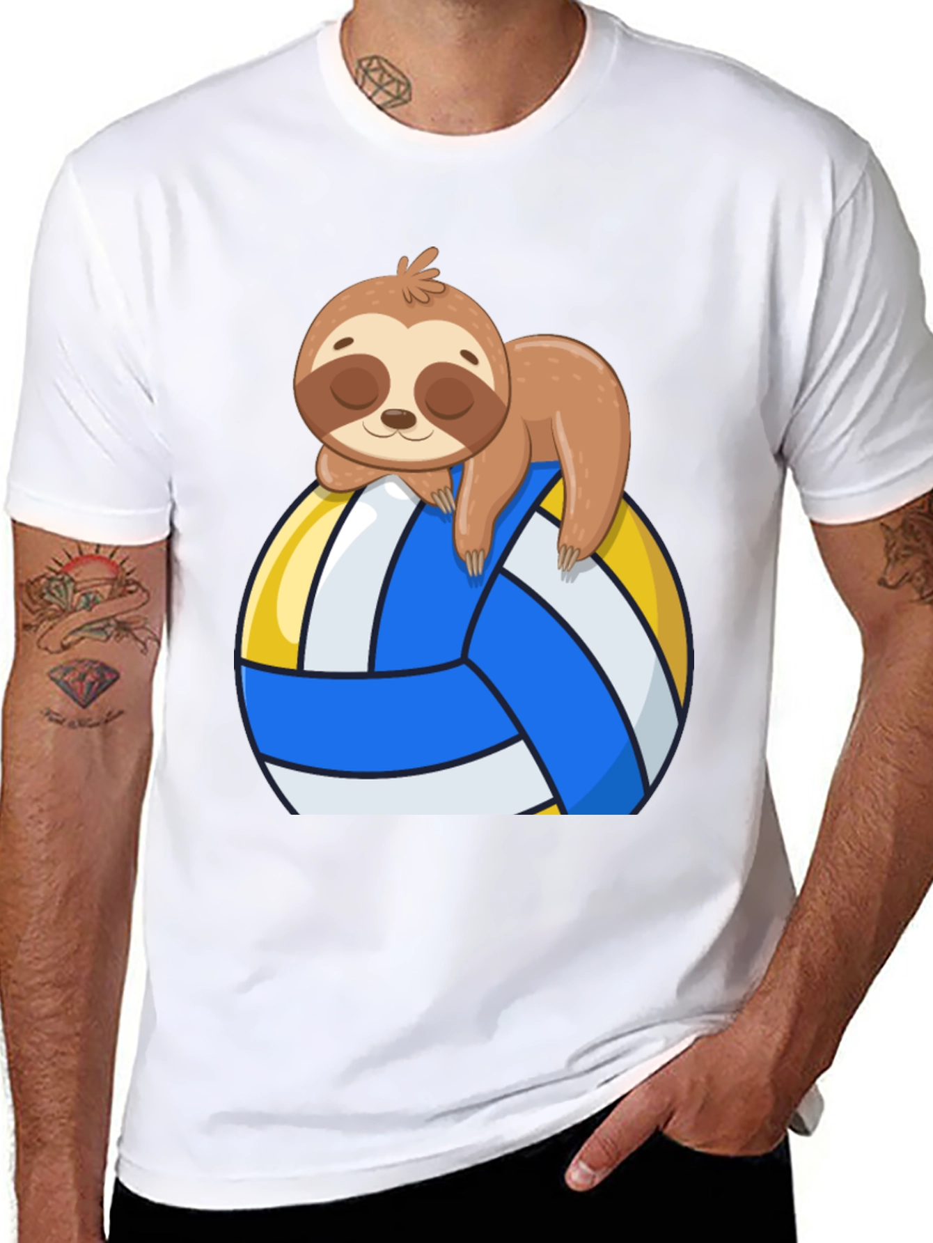 Black Sloth Volleyball T-Shirt - Cute Cartoon Sloth Design view 8