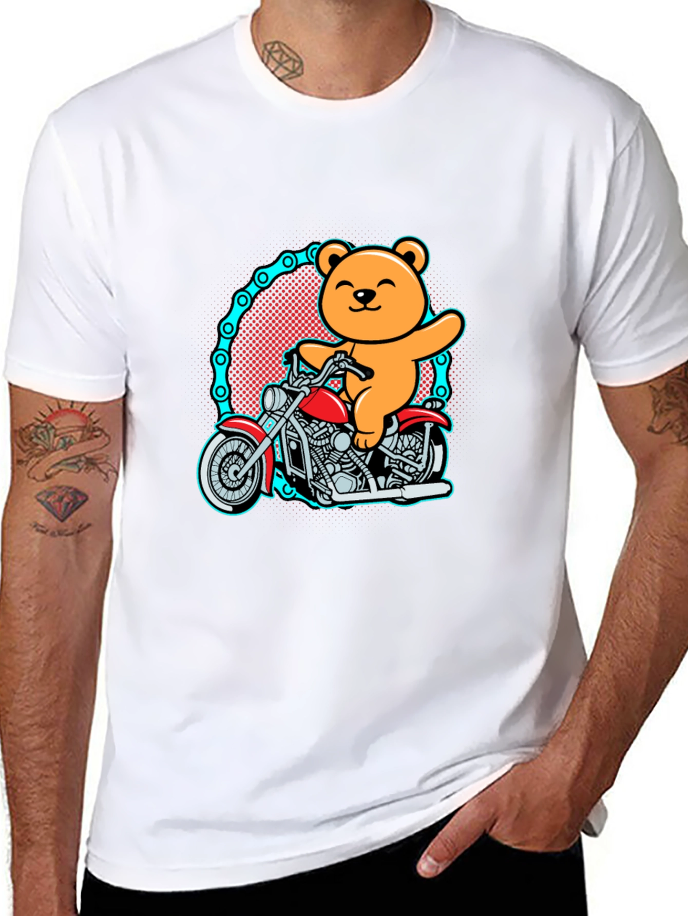Black Bear on Motorcycle Graphic T-Shirt view 8