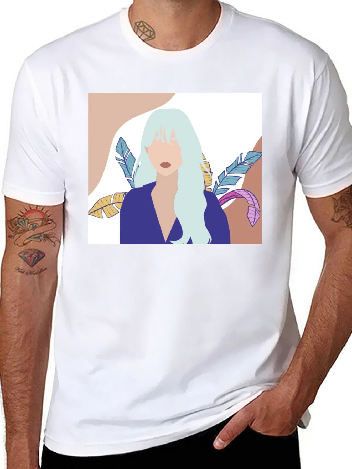 Black Abstract Woman Portrait Graphic T-Shirt - Black view 8