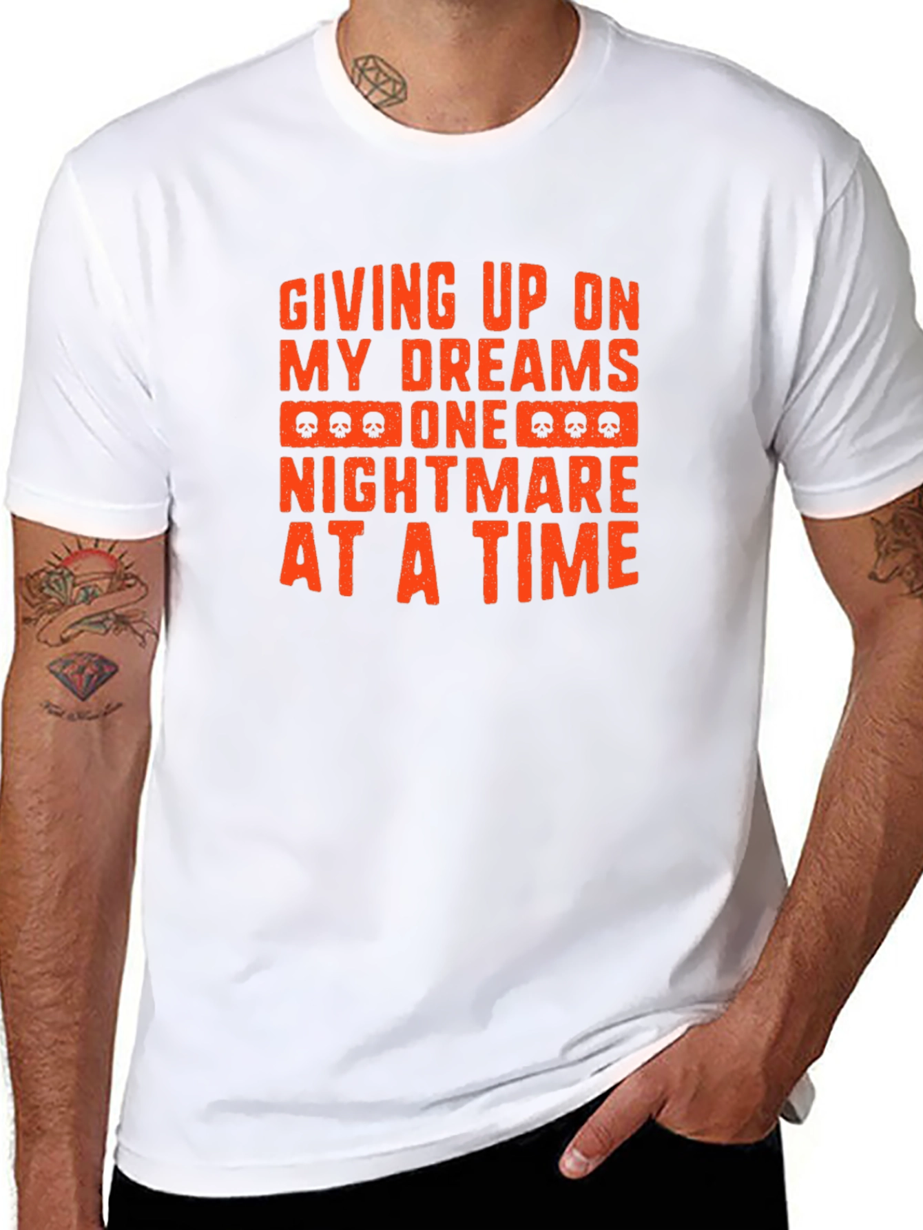 Black "Giving Up On My Dreams" Graphic Print T-Shirt view 8