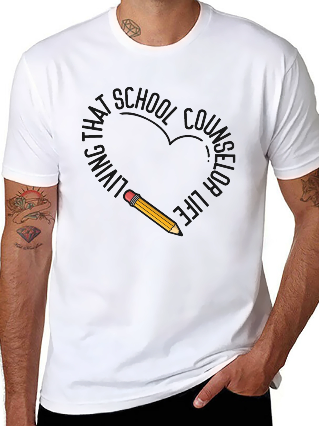 School Counselor T-Shirt with Pencil Design - 8