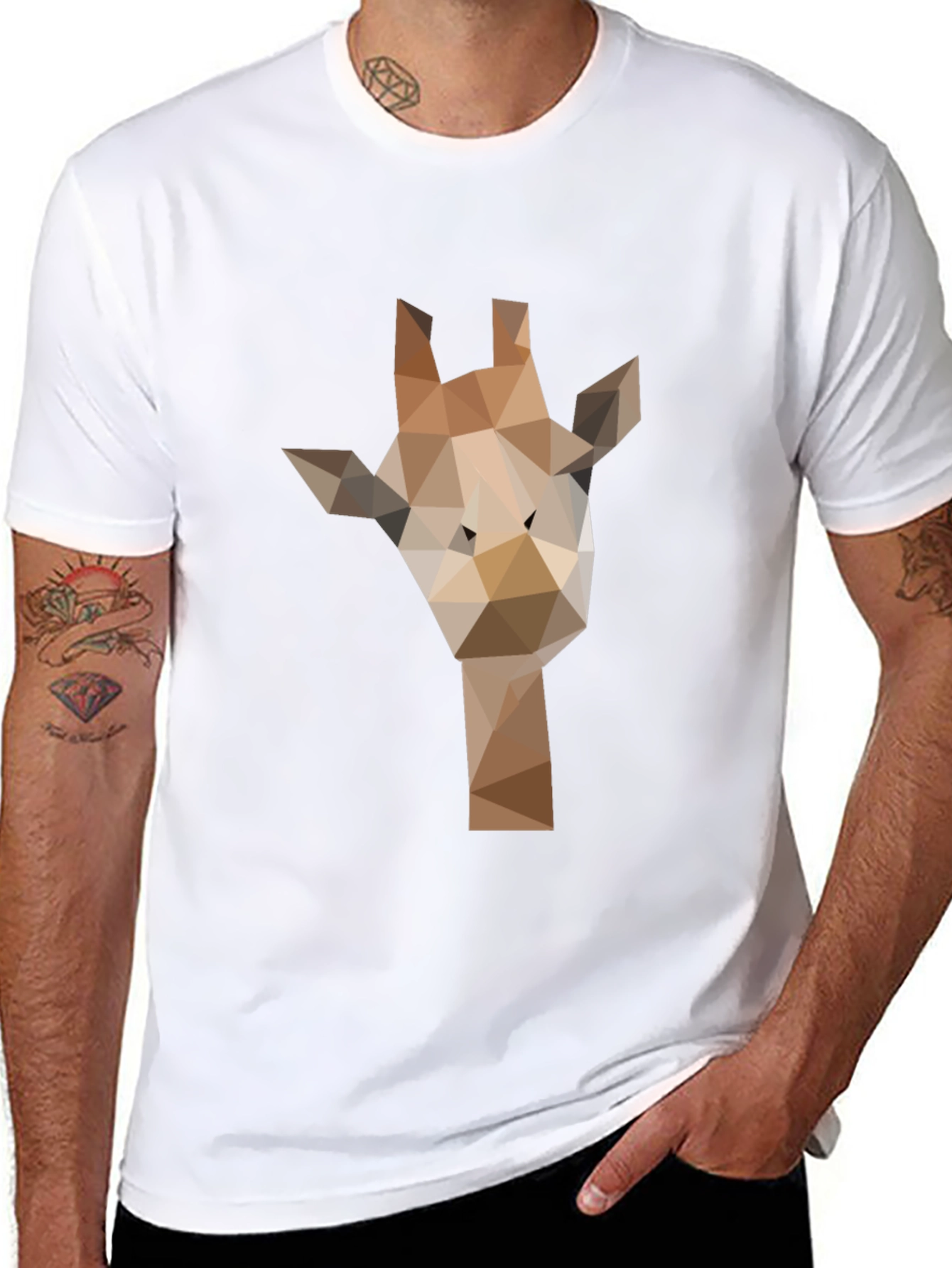 Black Geometric Giraffe Graphic Tee - Modern Black T-Shirt view 8